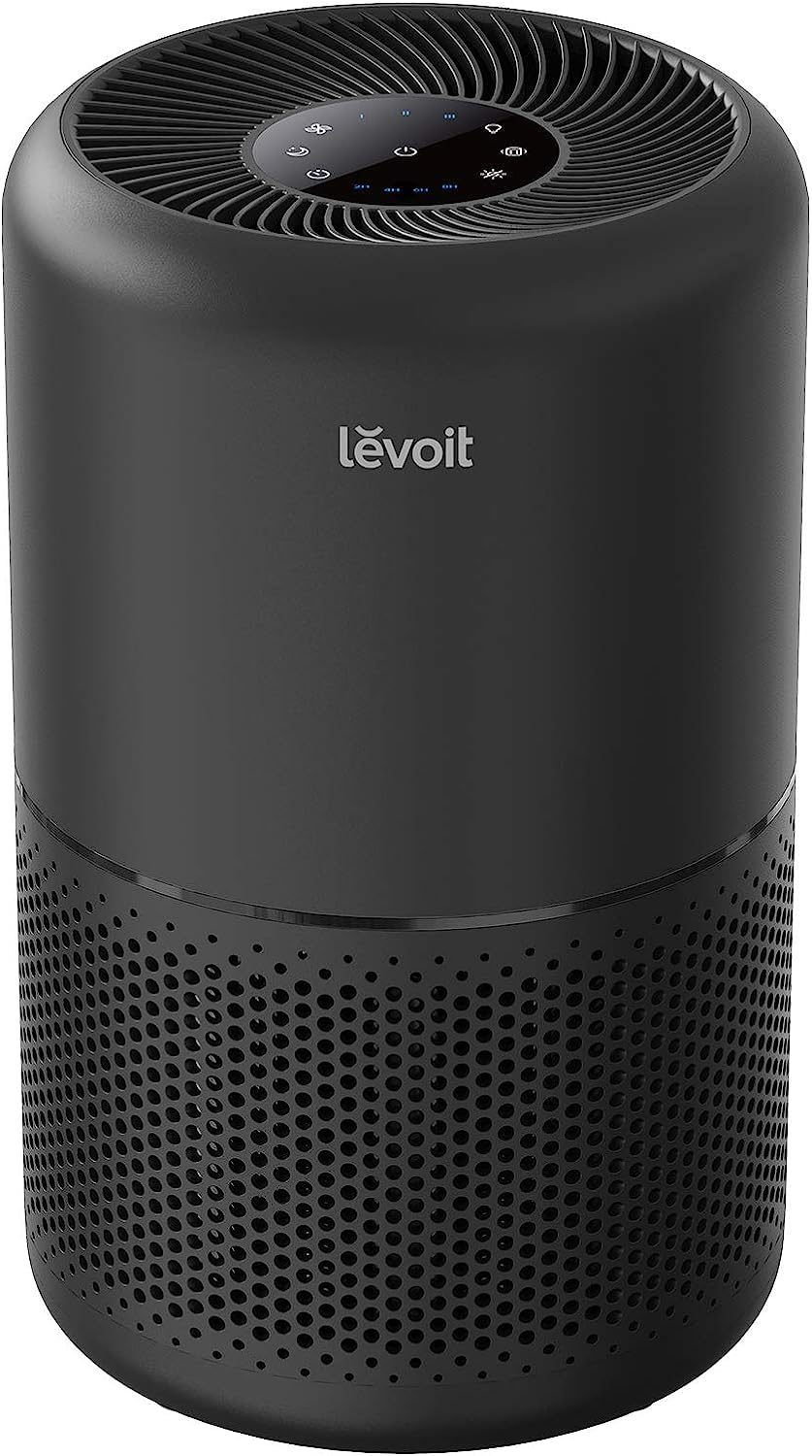LEVOIT Air Purifier for Home Allergies Pets Hair in Bedroom, Covers Up to 1095 ft² by 45W High Torque Motor, 3-in-1 Filter with HEPA Sleep Mode, Remove Dust Smoke Pollutants Odor, Core300-P, White