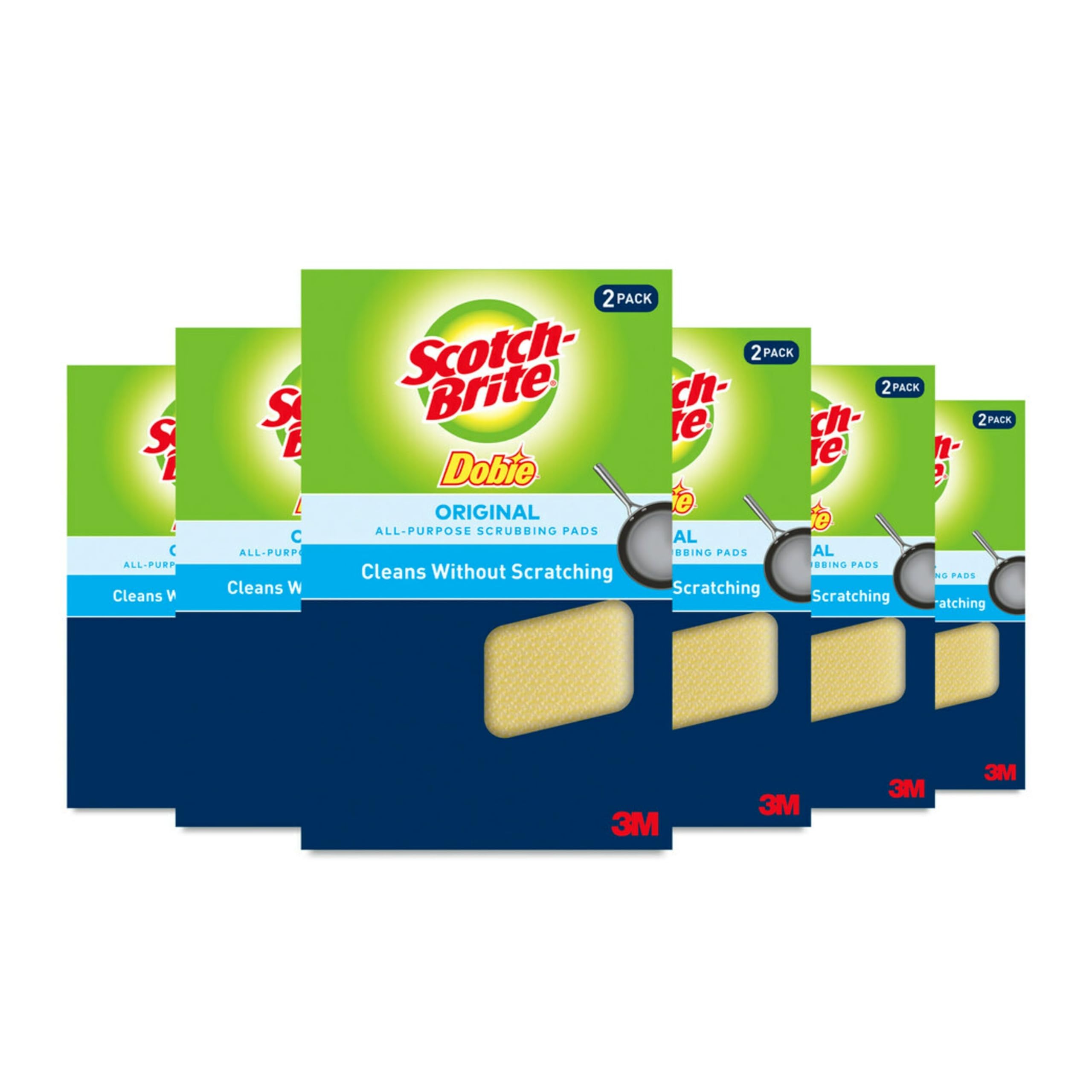 Scotch-Brite Dobie Pads, Dobie Sponge for All Purpose Cleaning of Kitchen, Bathroom, and Household, Non Scratch Dobie Cleaning Pads Safe for Non-Stick Cookware, 12 Dobie Pads