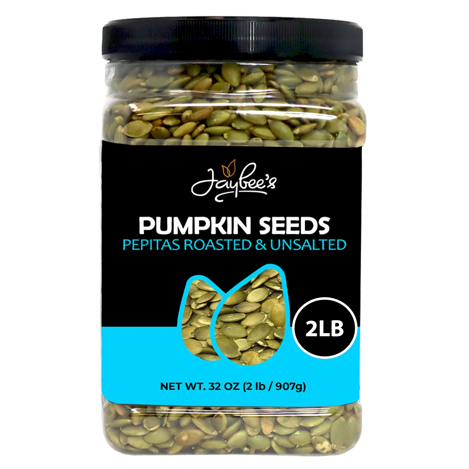 Pumpkin Seeds Pepitas Roasted Unsalted - 32 oz - 2 Pound | Healthy Snack | Vegan, Keto Diet Friendly | Hand-Picked | Kosher Certified | Pumpkin Seed | Jaybee's Nuts