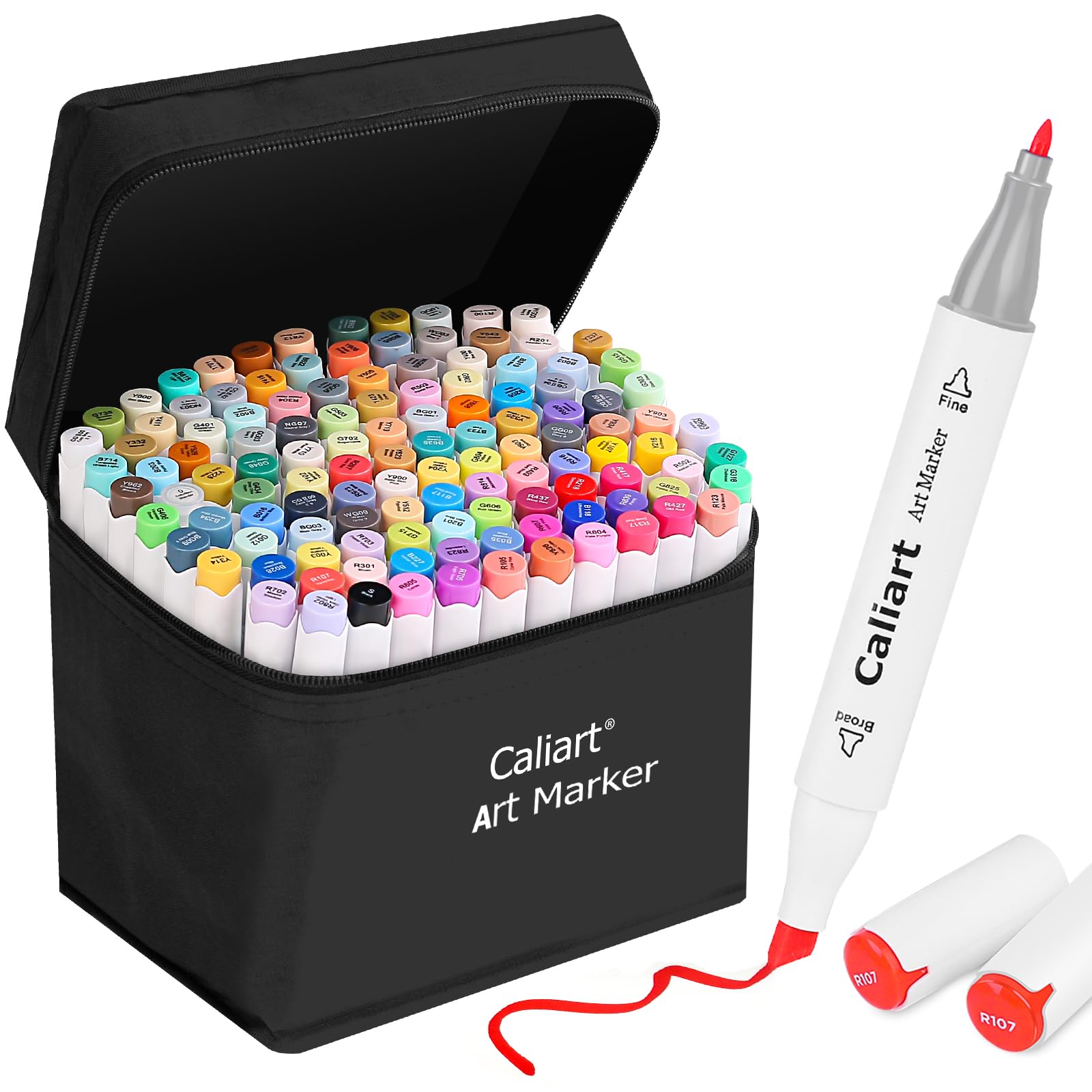 Caliart Markers, 121 Colors Dual Tip Art Markers Sketch Pens, Easter Basket Stuffers for Kids Teens Toddler, Permanent Alcohol Based Markers for Adult Book Eggs Decorations Gift Drawing Supplies Kit