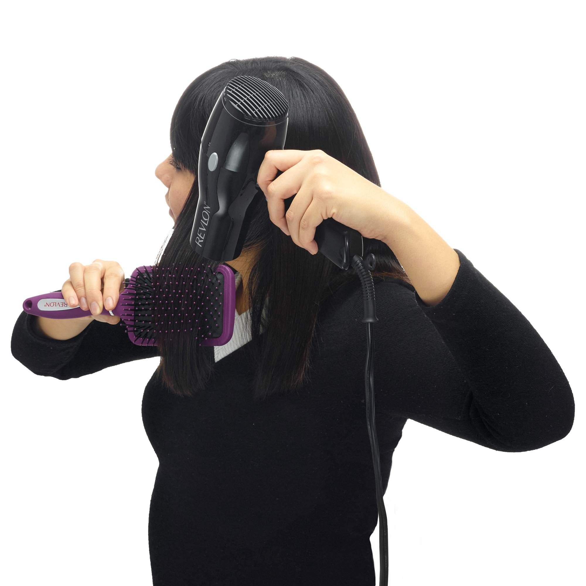 Revlon Straight & Smooth Soft Touch Paddle Hair Brush Set, Black + Berry