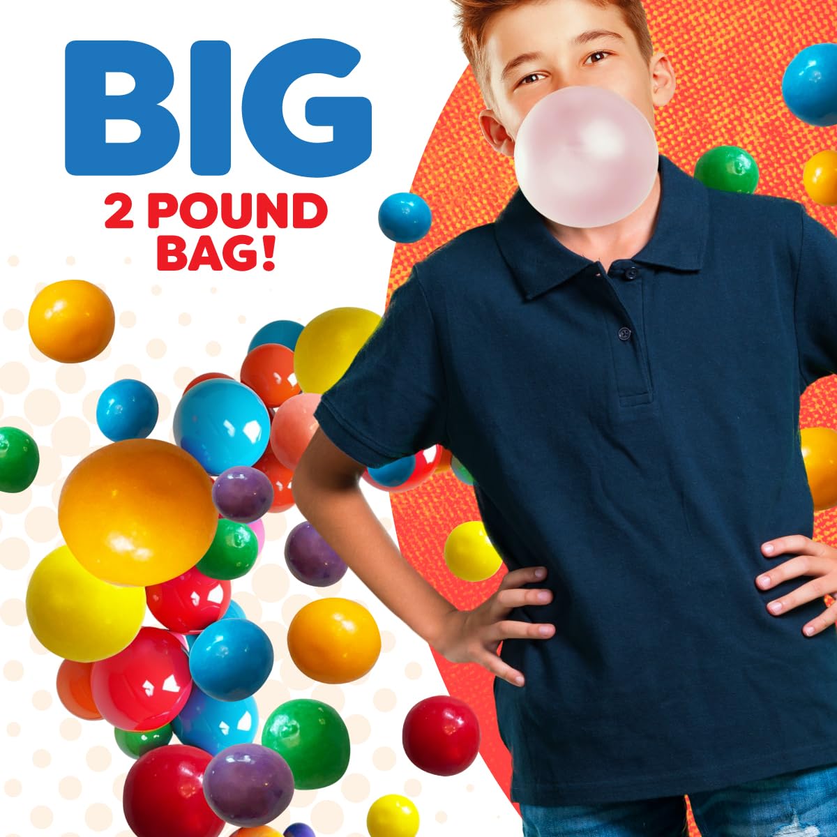 American Gumball Company Refill Gumballs 2 Pound Bag - .62 inch Small Gumballs for 1/2" Gumball Machine, Assorted Flavors