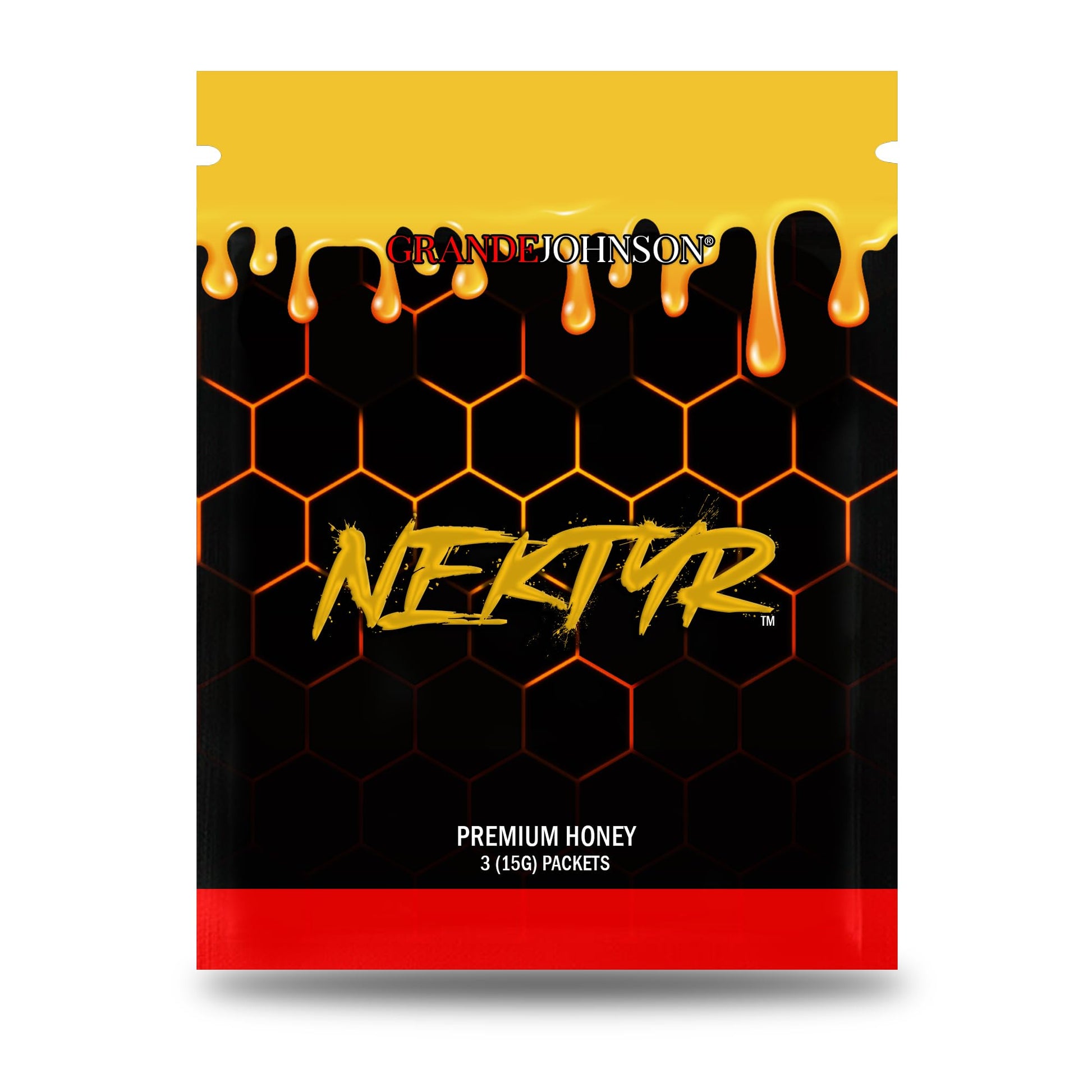 Grande Johnson - Nektyr - Organic Premium Natural Pure Honey with Jelly Bee Pollen - Pack of 3