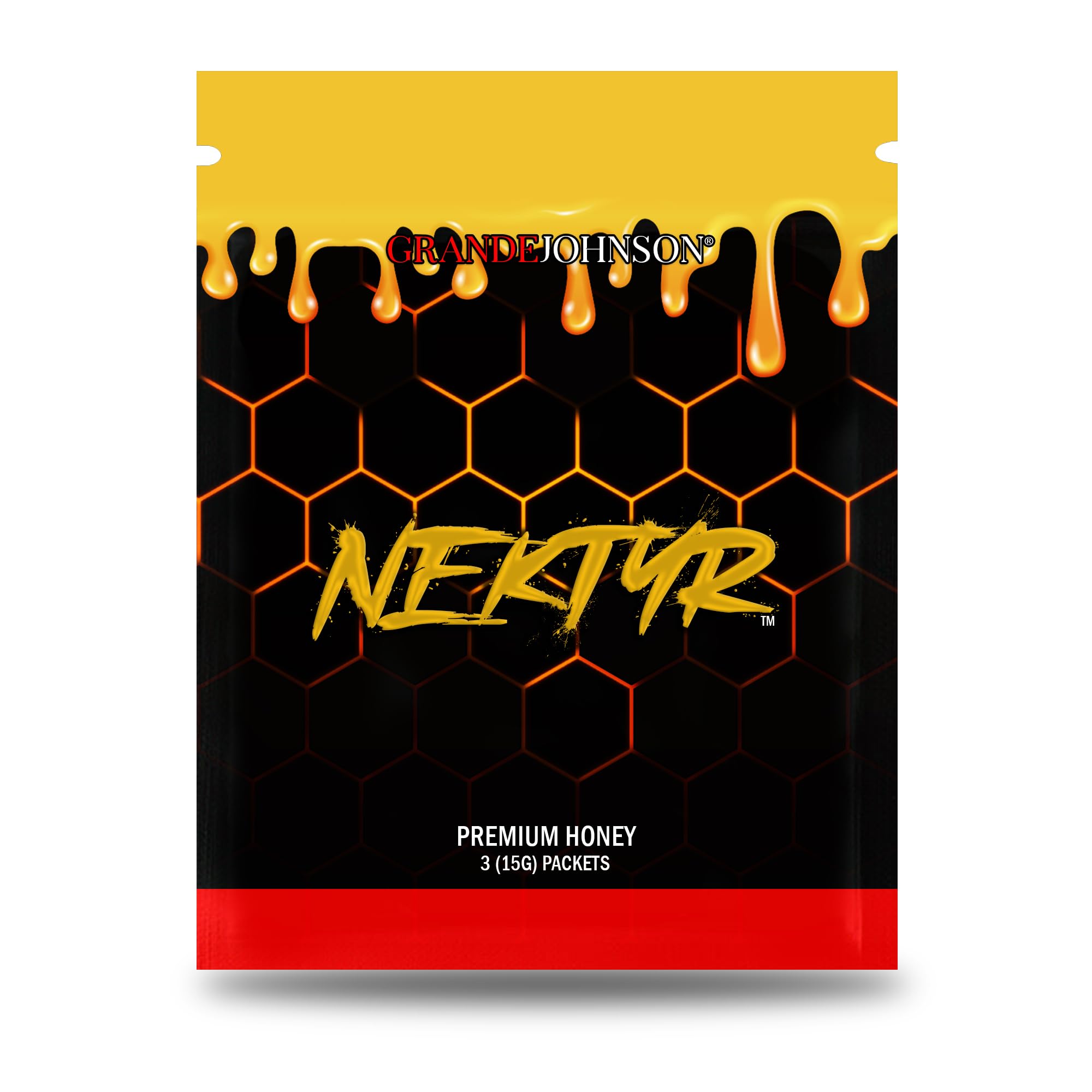 Grande Johnson - Nektyr - Organic Premium Natural Pure Honey with Jelly Bee Pollen - Pack of 3