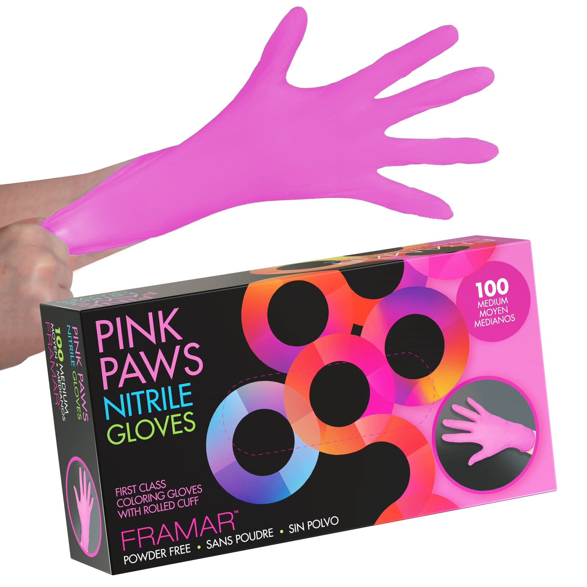 FRAMAR Pink Gloves Disposable Latex Free Ã¢ÂÂ Pink Nitrile Gloves Medium, Latex Free Gloves Medium, Plastic Gloves Disposable, Guantes de Nitrilo, Cleaning Gloves Medium, Non Latex Gloves