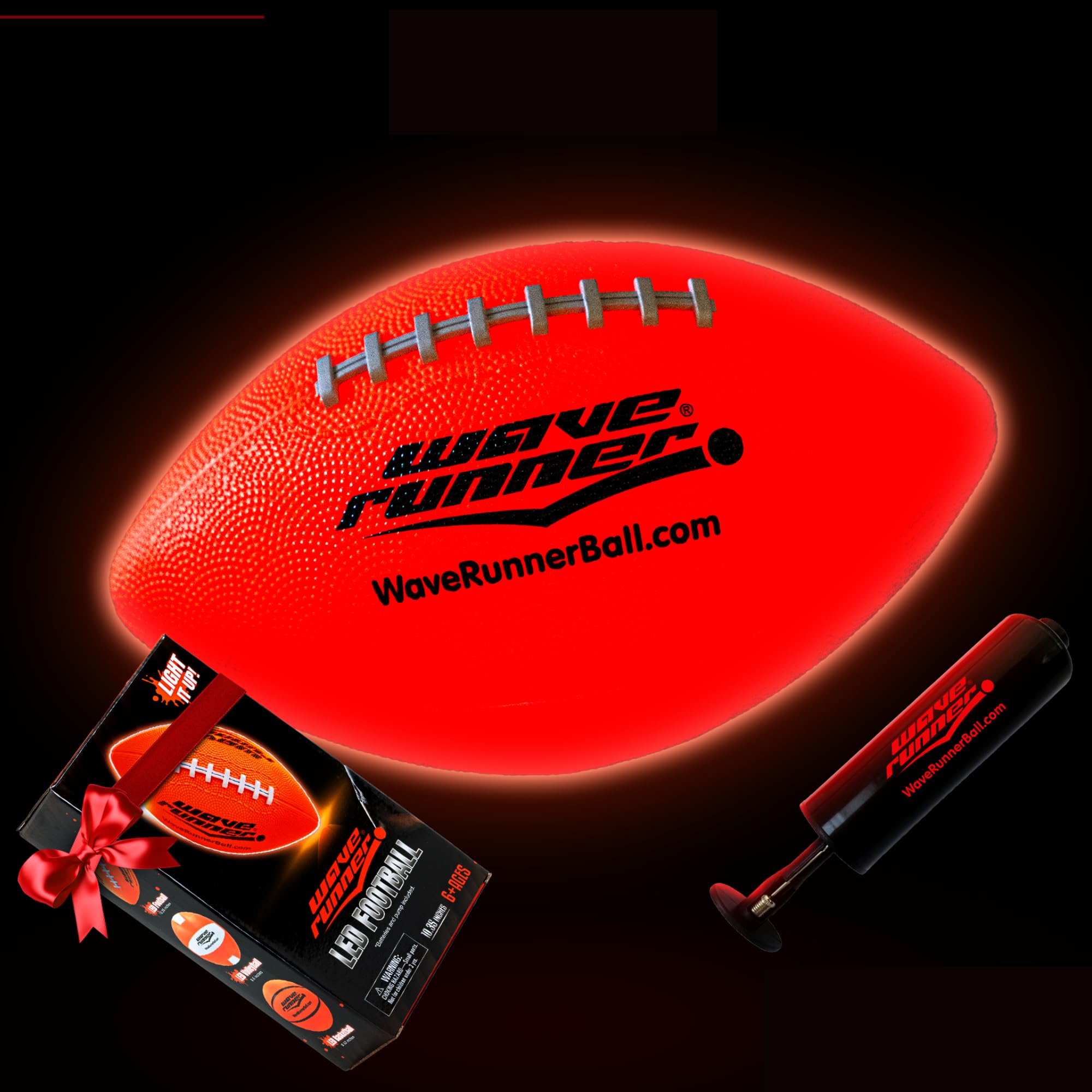 Wave Runner LED Light-Up Football - Glow in The Dark Football Games- Size 10.35 in. with Pump and Batteries Included | Perfect Football Game Gifts for Teen Boys Ages 7-15 Football Fans & Players