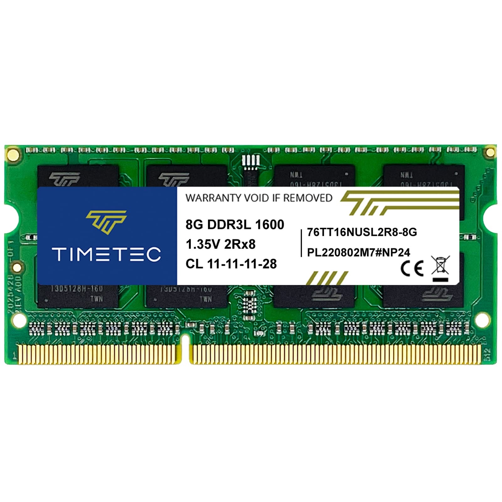 Timetec 16GB KIT(2x8GB) DDR3L/DDR3 1600MHz(DDR3L-1600) PC3L-12800 Non-ECC Unbuffered 1.35V/1.5V CL11 2Rx8 Dual Rank 204 Pin SODIMM Laptop Notebook RAM
