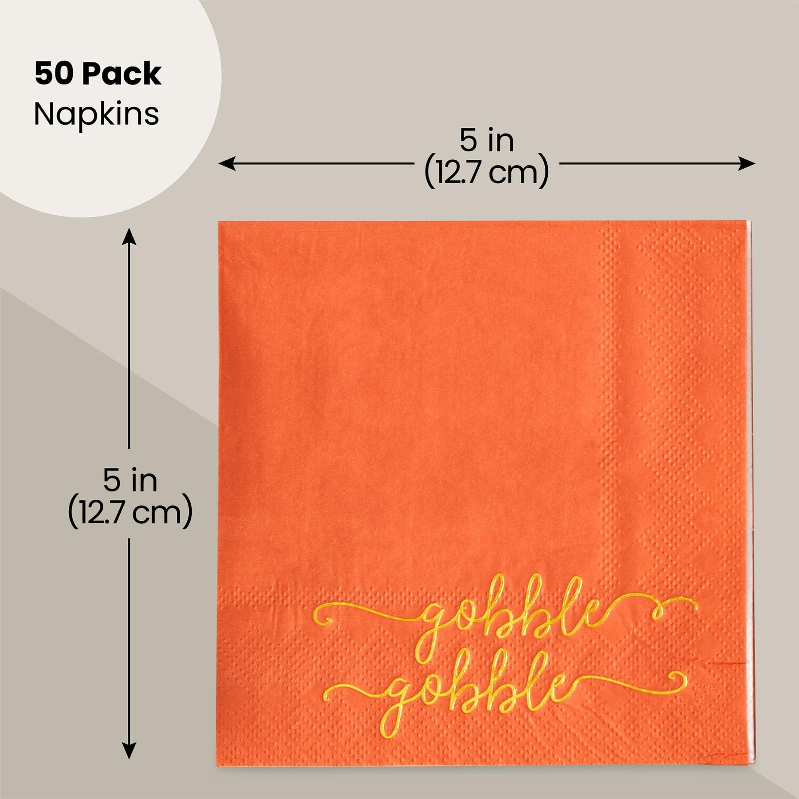 50 Pack Thanksgiving Cocktail Napkins Party Supplies Table Decorations, Gobble Gobble (5 x 5 In)