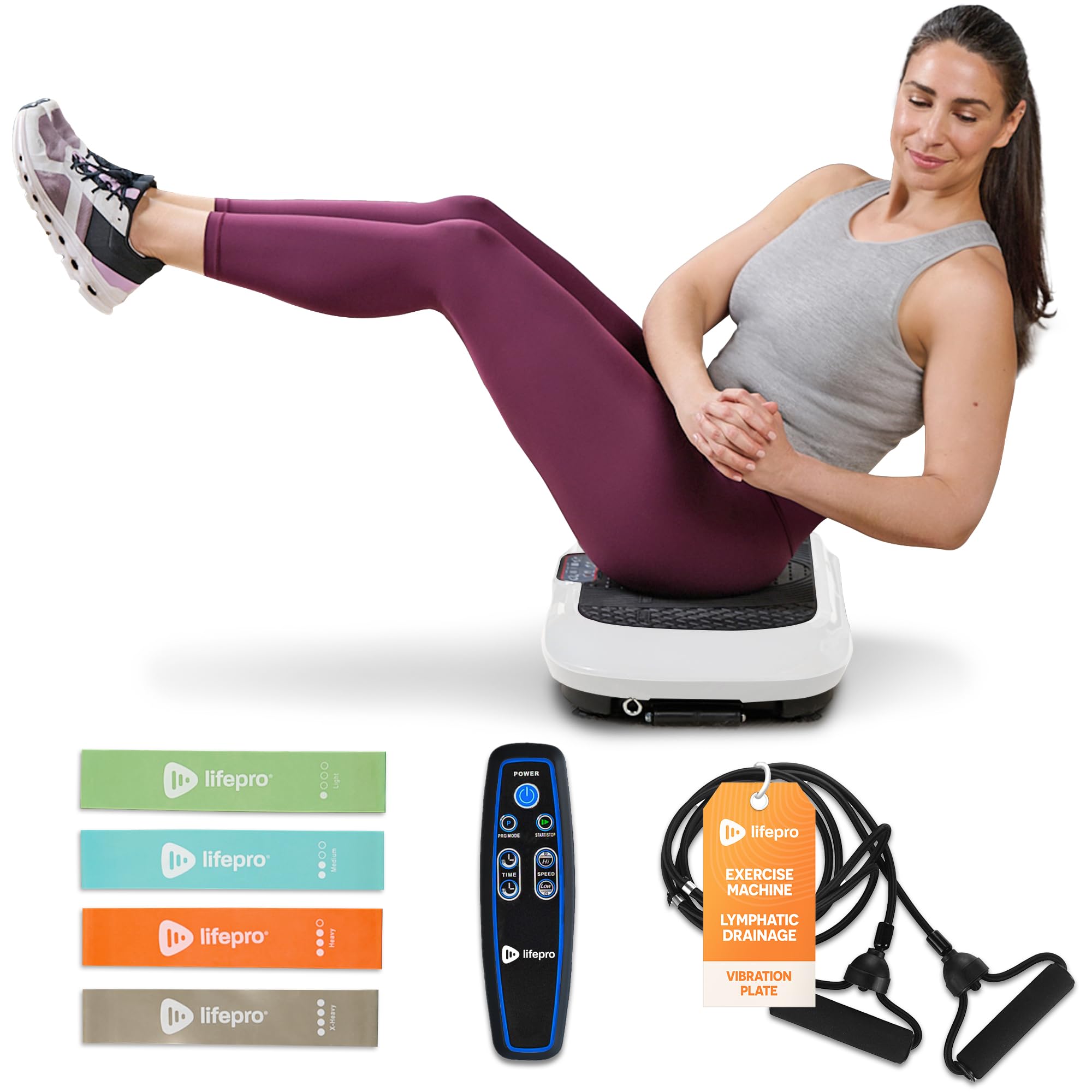LifePro Vibration Plate Exercise Machine - Whole Body Workout Vibration Fitness Platform w/ Loop Bands - Home Training Equipment - Remote, Balance Straps, Videos & Manual