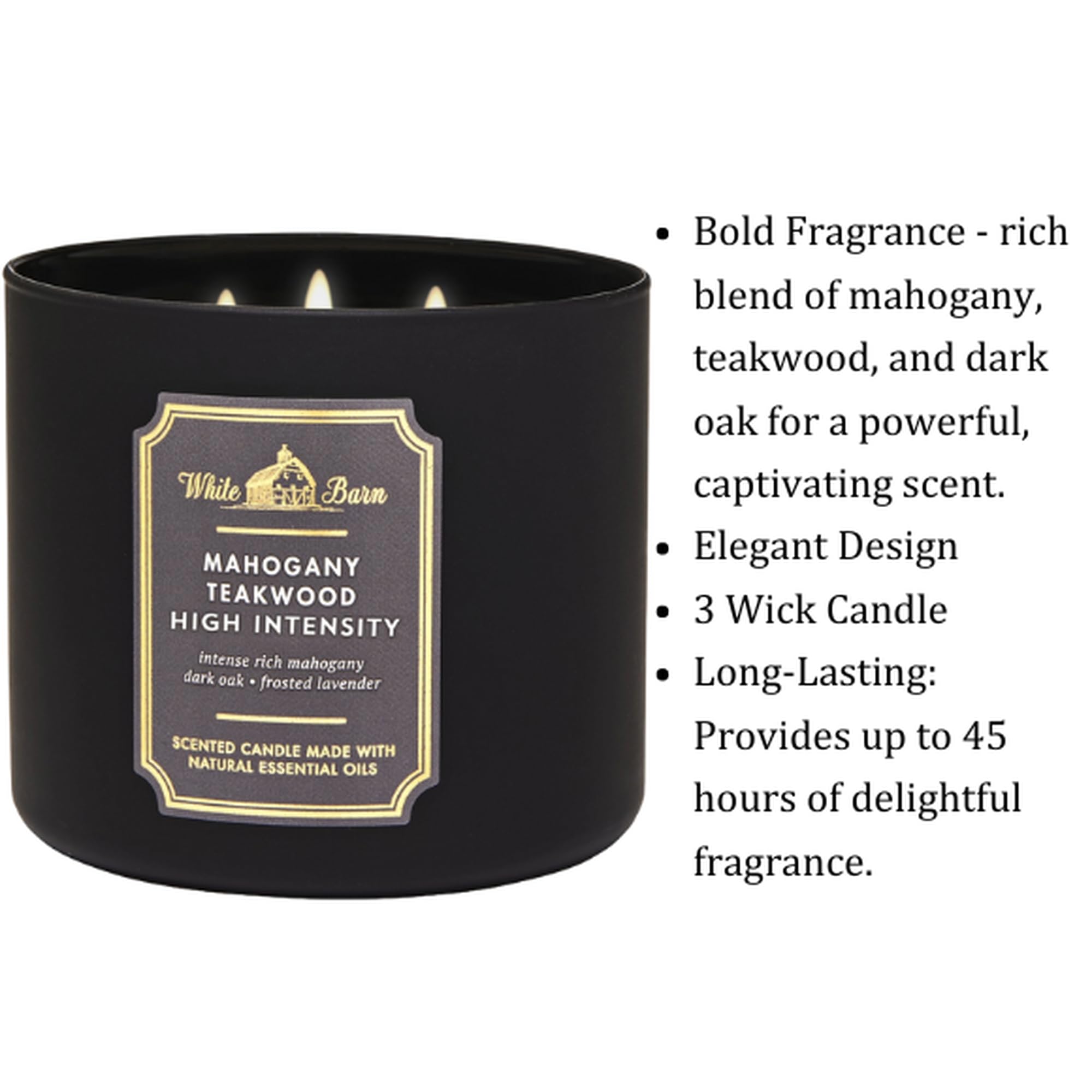 Bath & Body Works White Barn 3-Wick Candle in Mahogany Teakwood High Intensity, Scented