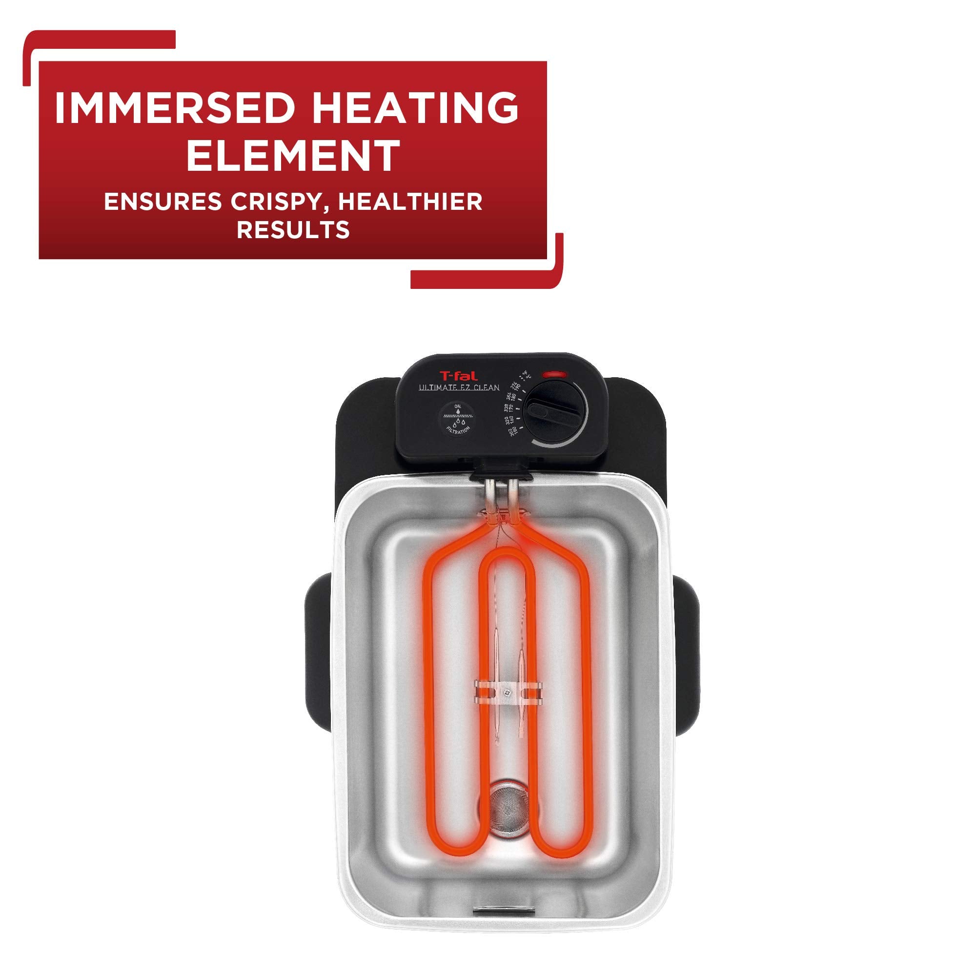 T-fal 3.5L Stainless Steel Deep Fryer with Basket, 1700W Electric Deep Fryer with Basket and Lid, Oil Filtration, Temp Control, Digital Timer, Dishwasher Safe Parts