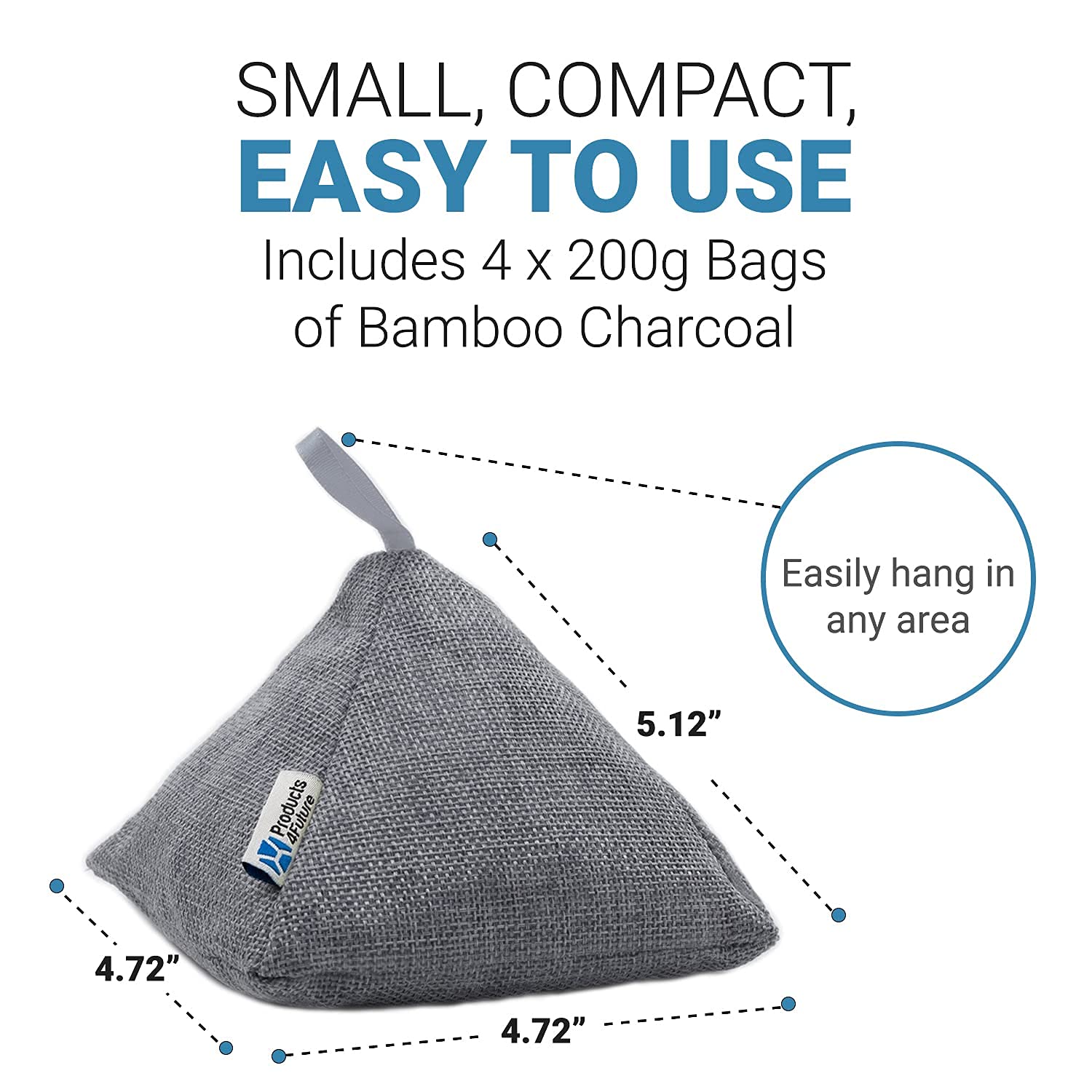 4 Pack of 200g Naturally Activated Bamboo Charcoal Air Purifying Bags | Natural Home Deodorizer Bags | Charcoal Bag Odor Absorber For Pets | Odor Eliminator & Moisture Absorber Air Freshener Bags