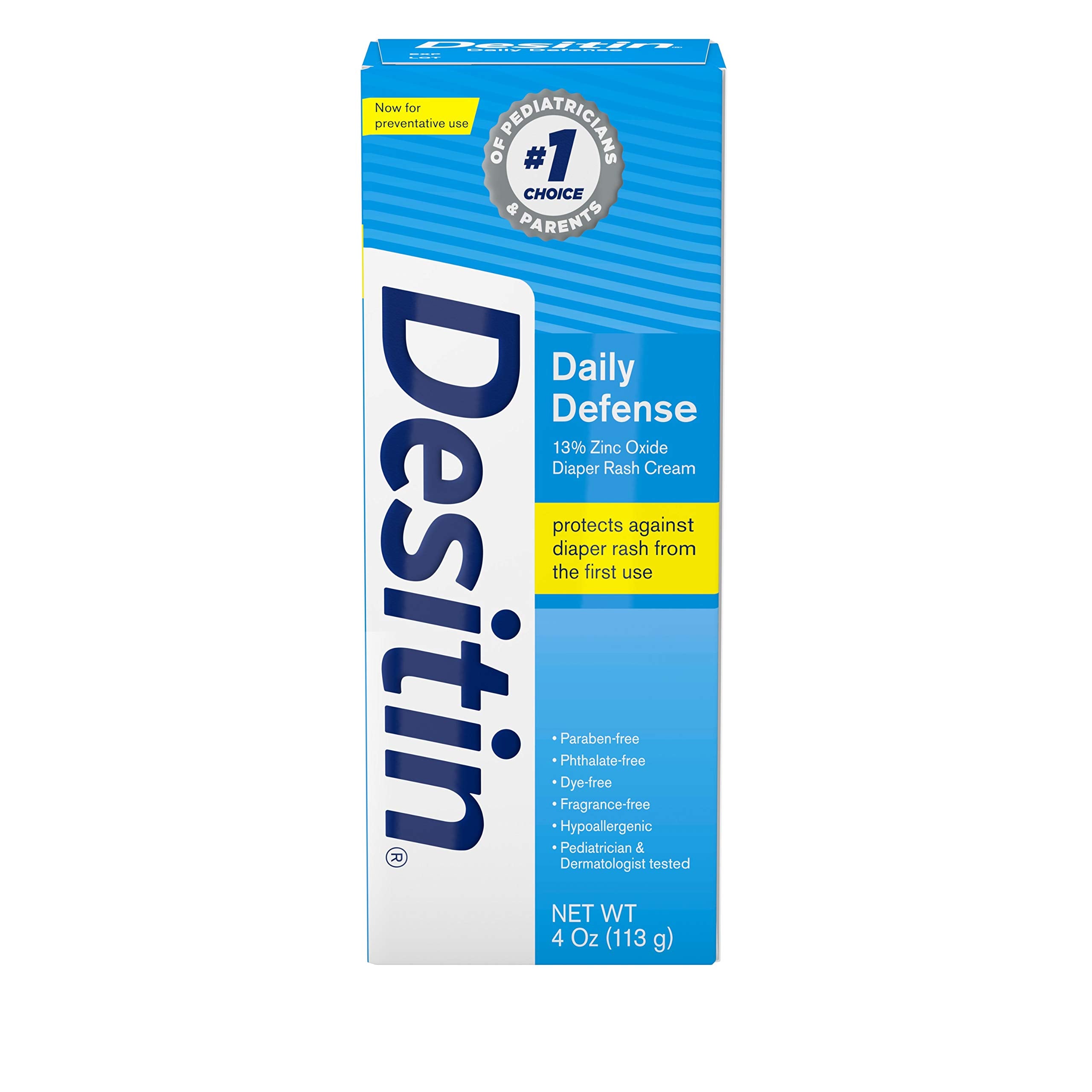 Desitin Daily Defense Baby-Wundschutzcreme mit Zinkoxid zur Behandlung, Linderung und Vorbeugung von Windelausschlag, hypoallergen, farbstoff-, phthalat- und parabenfrei, 113 g