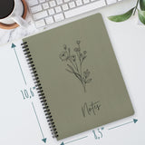 Aesthetic Spiral Notebook Journal For Women - Cute Dark Green 10.5" x 8.5" College Ruled Notebook With Large Pockets And Lined Pages - Perfect to Stay Organized and Boost Productivity at Work or