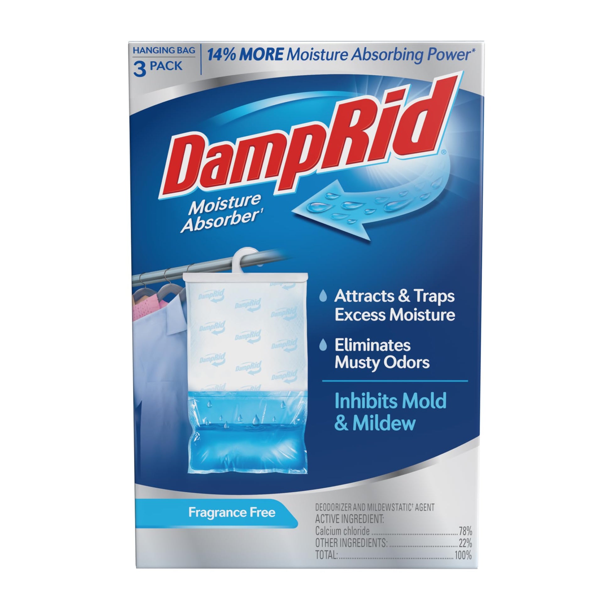 DampRid Pure Linen Hanging Moisture Absorber, 16 oz., 3 Count (Pack of 1) - Eliminates Musty Odors for Fresher, Cleaner Air, Ideal for Closet, 14% More Moisture Absorbing Power*