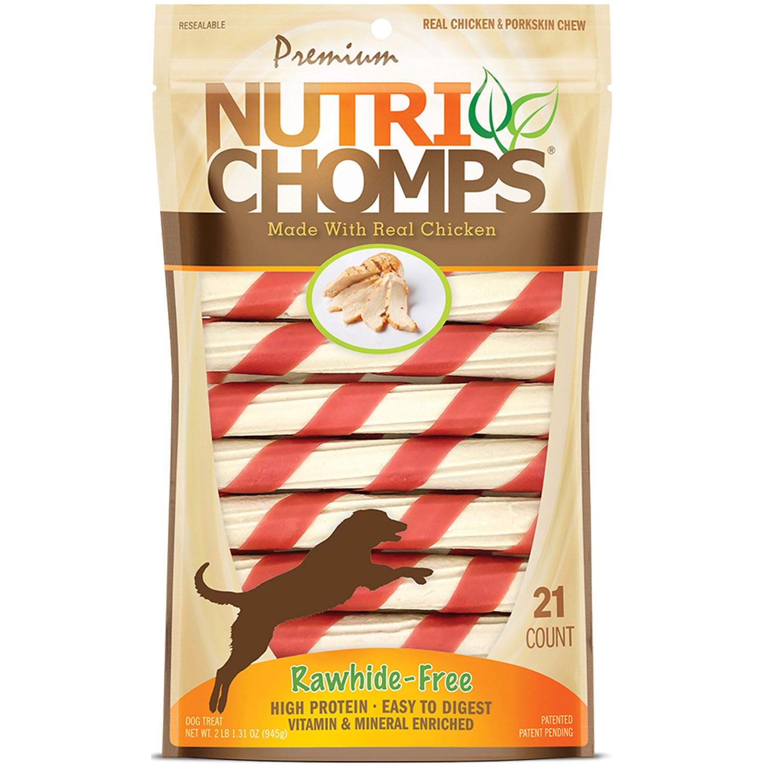 NutriChomps Dog Chews, 6-inch Twists, Easy to Digest, Long Lasting, Rawhide-Free Dog Treats, 15 Count, Real Chicken flavor