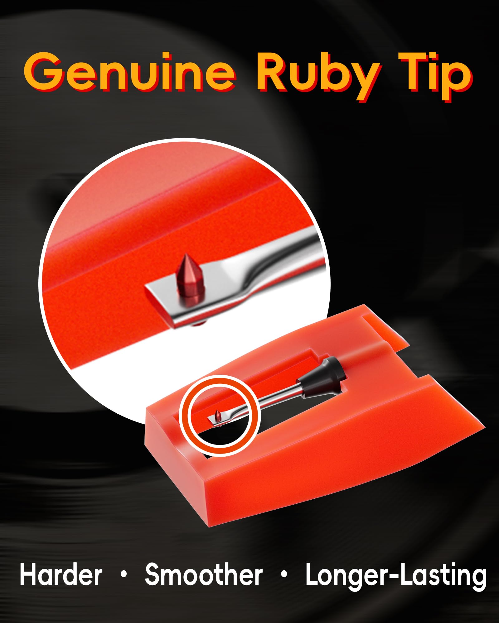 4 Pack Record Player Needles Replacement Compatible with Crosley, Victrola & More Turntable, Premium Ruby Stylus with Clear Storage Box, Phonograph Cartridge Needle for Vinyl Records Accessories