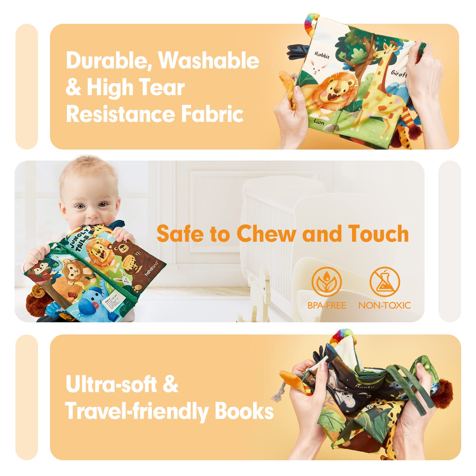 hahaland Baby Books 0-6 Months,Infant Tummy Time Toy Sensory Toys 6 to 12 Months Touch Feel Book Travel Toy Gifts for Boy Girl 0-3 Month Baby Shower Christmas Birthday Gifts Stocking Stuffers (Single)