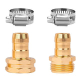 LIULO TOOL Garden Hose Repair Connector with Clamps, Fit for 3/4" or 5/8" Aluminum Garden Hose Fitting, Male and Female Hose Fittings, 4 Sets