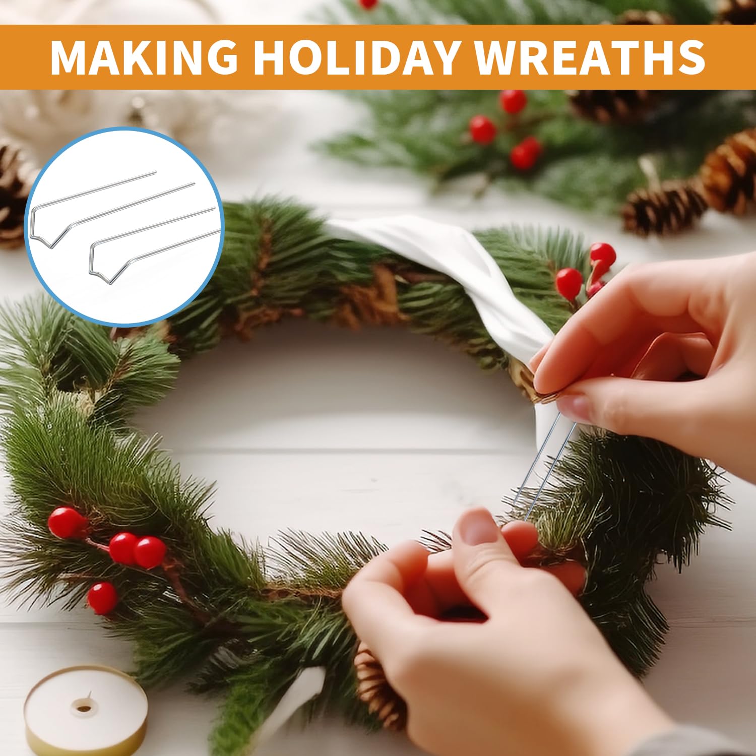 100 Pieces Floral Pins, 1.7 Inch Floral U-Pins Small Craft Plant Pins Greening Fern Pins for Floral Picks Foam Bouquet Straw Wreaths Making Supplies Holiday Flower Arrangements DIY Sewing Projects