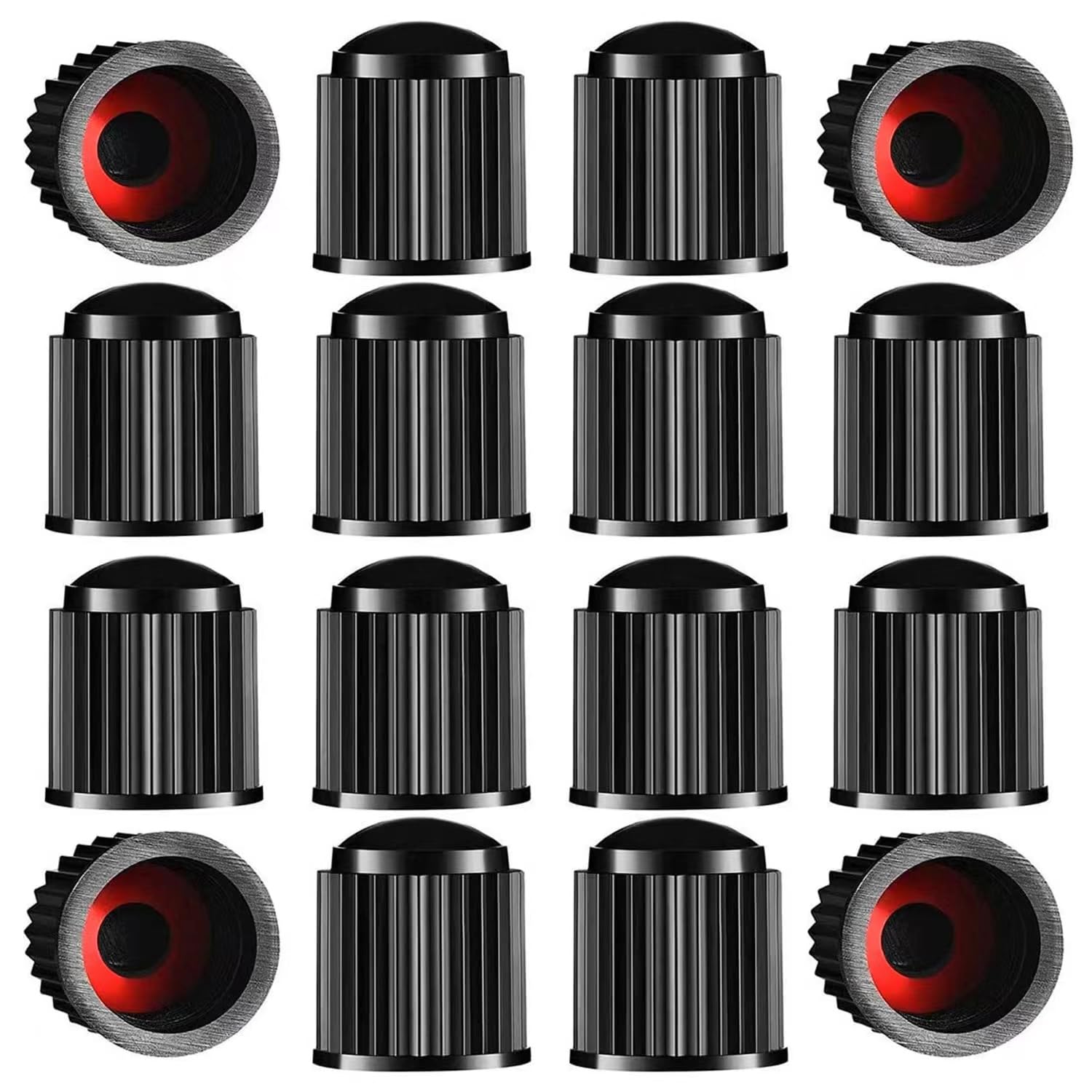 Tire Valve Stem Caps The Upgraded Version has a Sealing Ring for Car, Motorbike, Trucks, Bike, Bicycle （Black） (24)