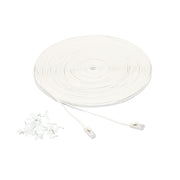 Amazon Basics Cat 6 Ethernet RJ45 10Gbps Flat Cable 100 ft Outdoor&Indoor White Solid Patch Cord with Clips for Router, Modem, PS4/5, Xbox, Gaming, Computer Network for High Speed LAN Internet