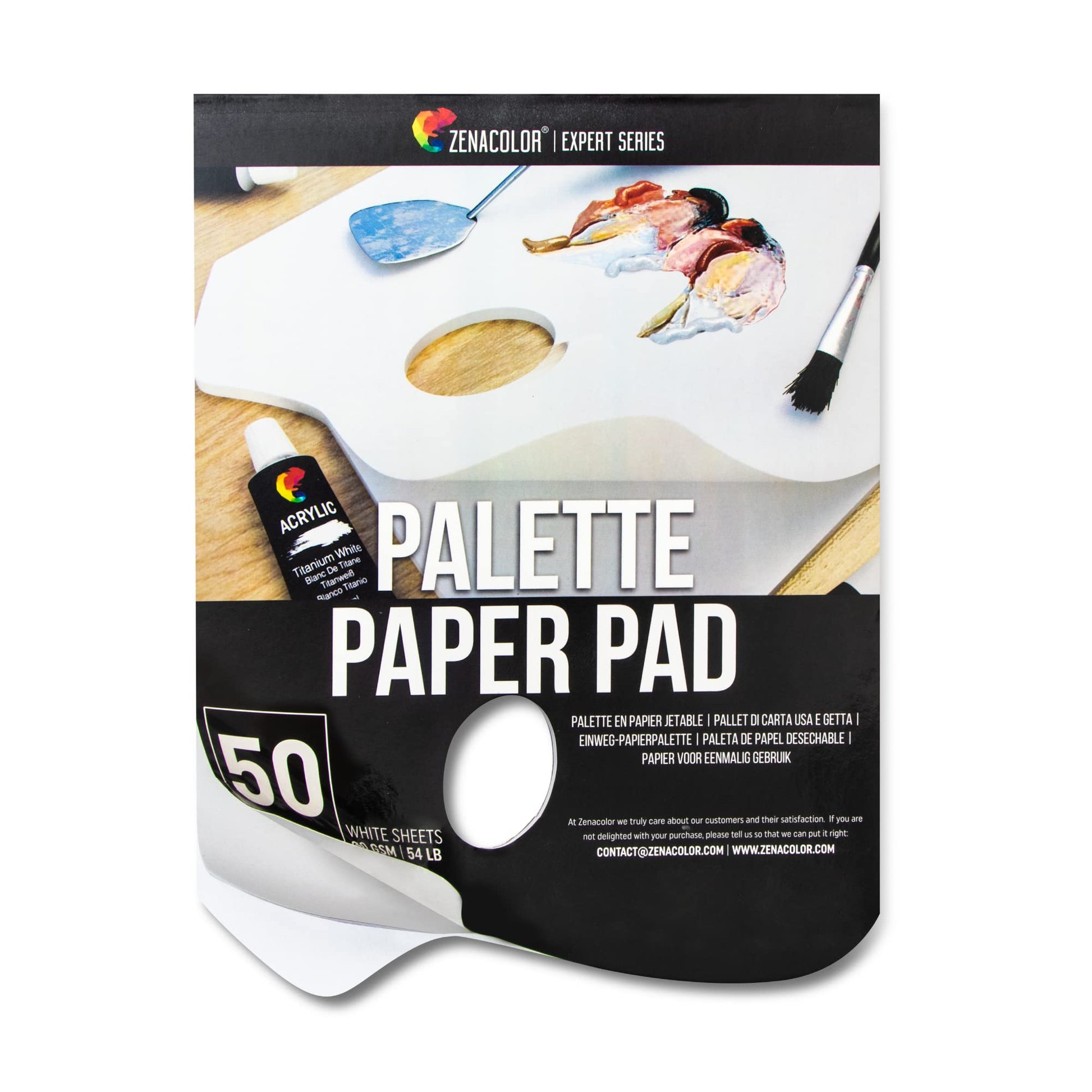 Zenacolor - Paper Palette Pad - 50 Removable and Disposable Sheets for Painters - 80gsm, 24lb - Paint Mixing Palette for All Paints (Oil, Acrylic, Watercolor,...)