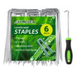 Bynccea 6 Inch 50 Pack Galvanized Landscape Staples Garden Stakes Plant Cover Stakes 11 Gauge Tent Stakes Yard Stakes U-Shaped Pins Lawn Staples Ground Stakes for Securing Weed Barrier Fabric