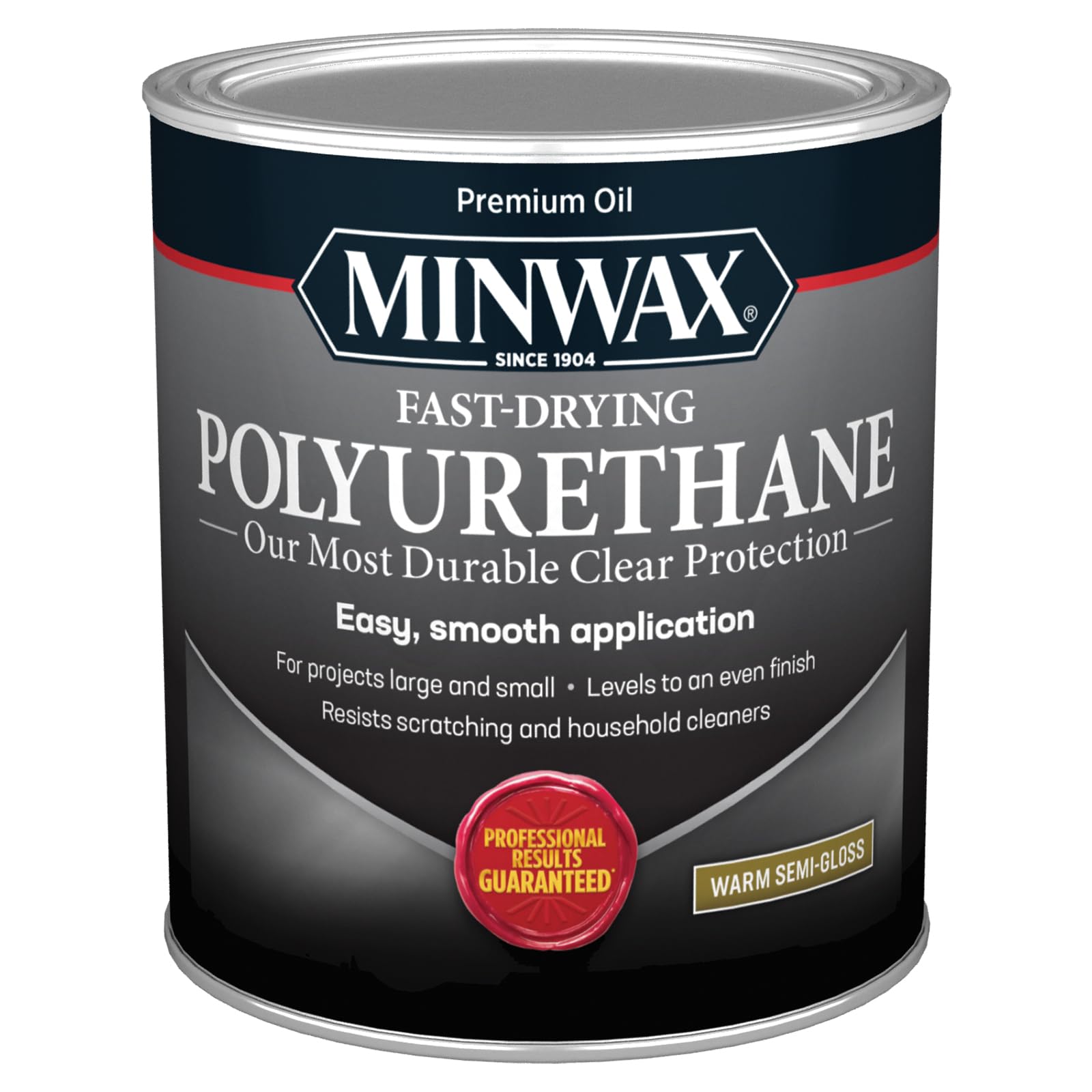 Minwax Fast Drying Polyurethane Protective Wood Finish, Clear Semi-Gloss, 1 Quart
