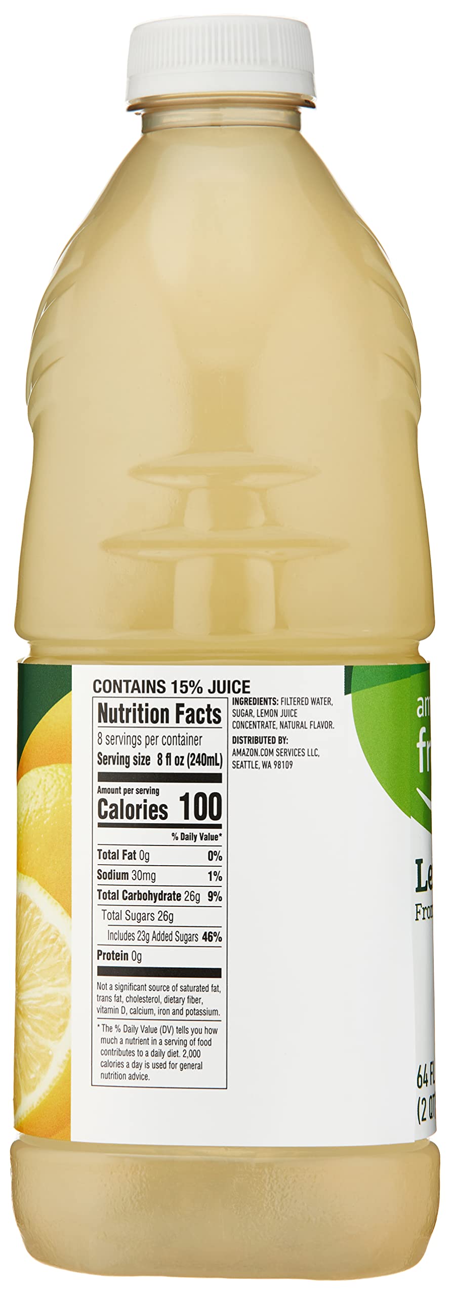 Amazon Fresh, Lemonade from Concentrate, 64 Fl Oz