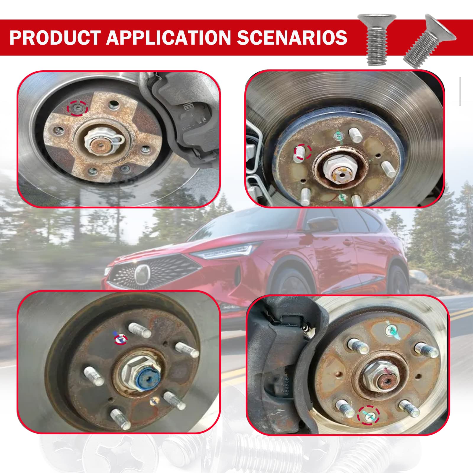 8pcs Screw Rotor Brake Disc Retaining 93600-06014-0H- Compatible With Honda, Acura, Volkswagen, Audi,Hyundai and Kia Models, Stainless Steel Retaining Screws for Front and Rear