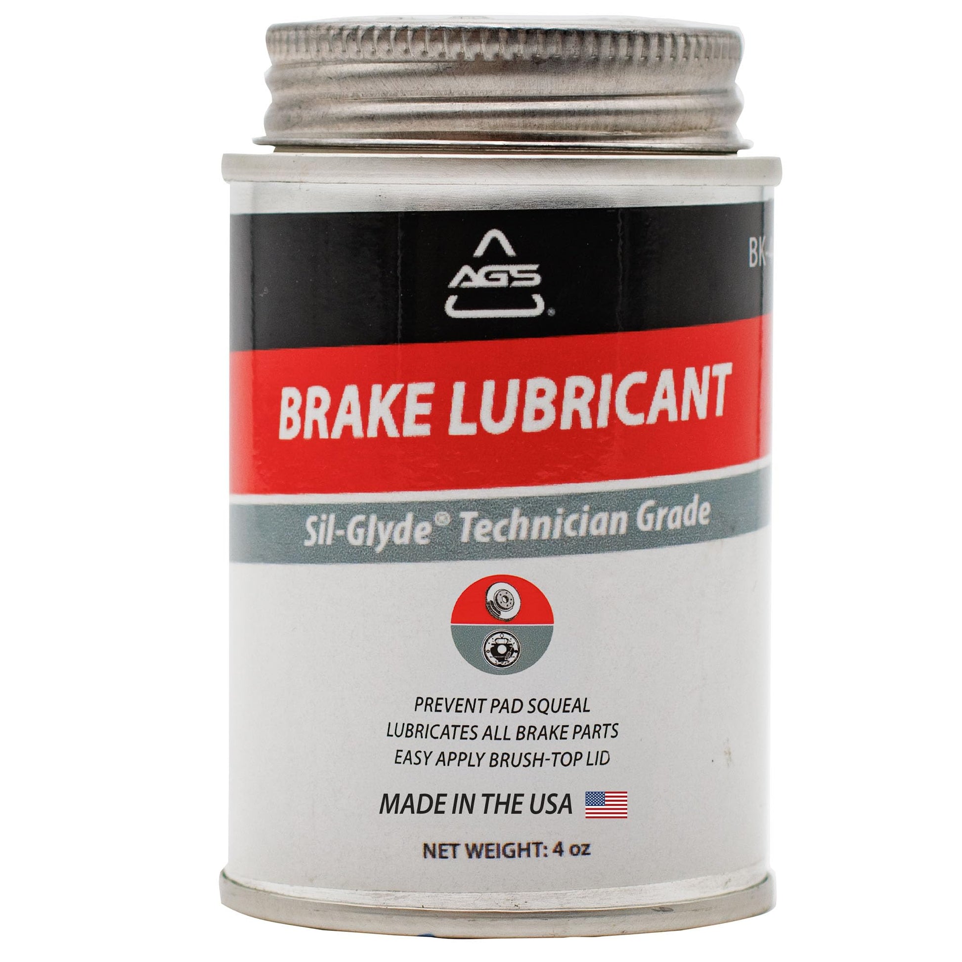 AGS Automotive Solutions 4oz Brush Top SIL-Glyde Silicone Brake Grease - Premium Brake Caliper Grease and Brake Lubricant for Optimal Performance and Longevity