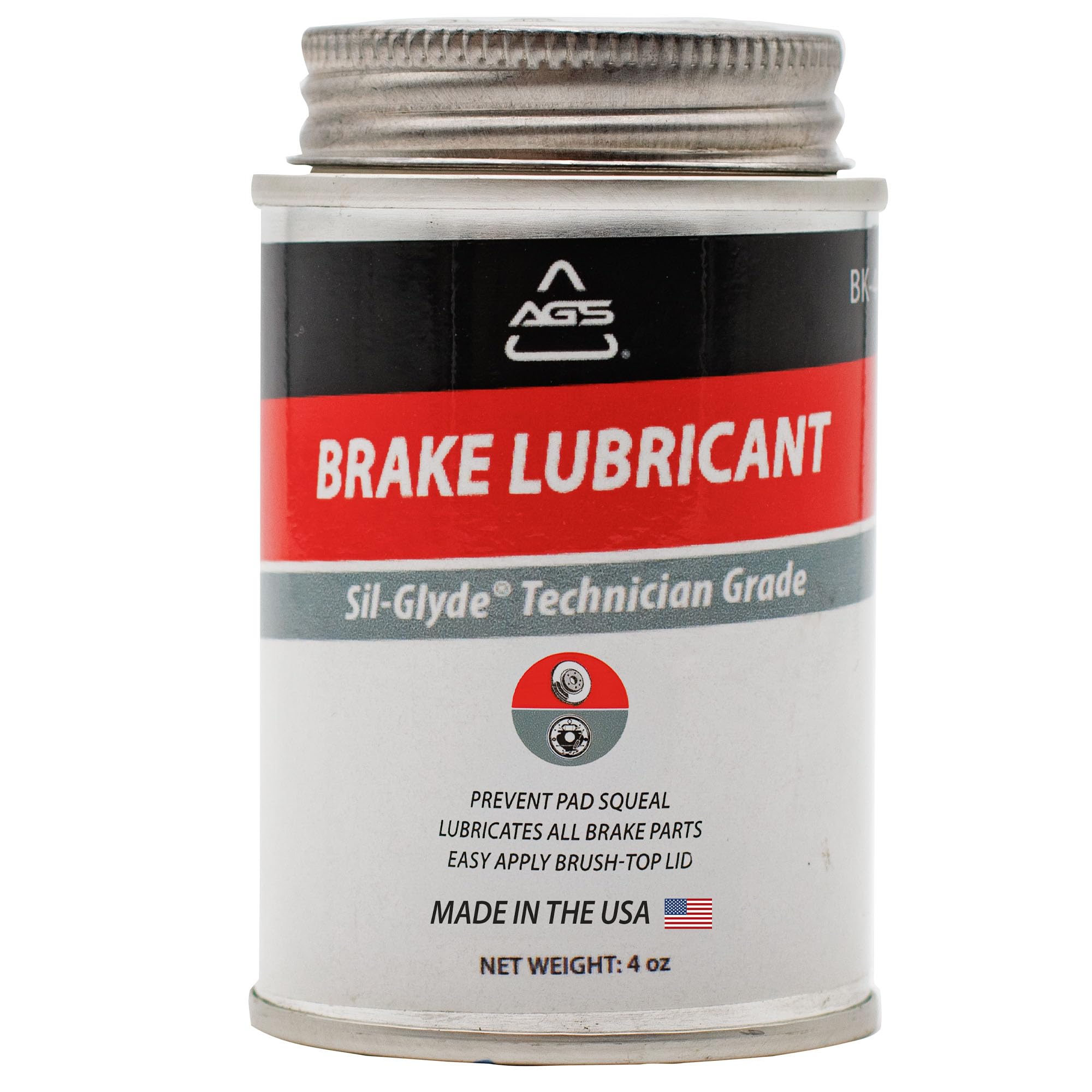 AGS Automotive Solutions 4oz Brush Top SIL-Glyde Silicone Brake Grease - Premium Brake Caliper Grease and Brake Lubricant for Optimal Performance and Longevity
