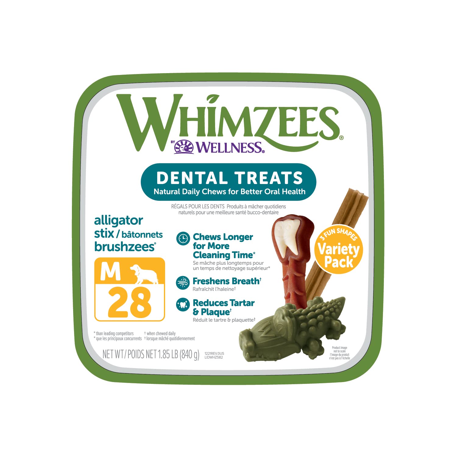 WHIMZEES by Wellness Small Dental Chews Variety Box: All-Natural, Grain-Free, Long Lasting Treats with Grooved Design for Improved Cleaning Ã¢ÂÂ Freshens Breath & Reduces Plaque Ã¢ÂÂ 56 Count