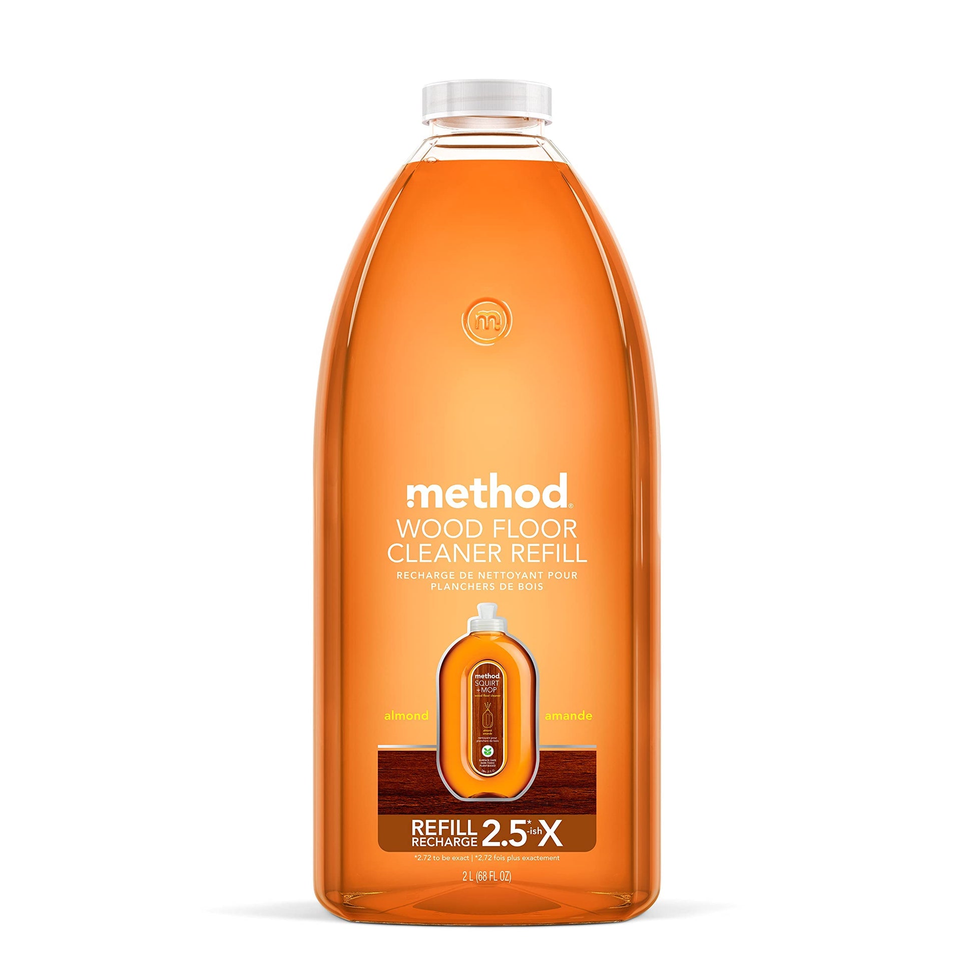 Method Hardwood Floor Cleaner Squirt + Mop Refill, Almond, For Sealed Hardwood and Laminate Floors, 68 Fl Oz (Pack of 1)