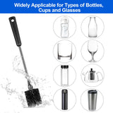 SweeBe Bottle Brush, Long Stainless Steel Handle Water Bottle Brush Cleaner, Sports Bottle Scrubber, Kitchen Scrub Cleaning Brushes for Beer Bottles, Cups, Wine Glasses, Coffee Mugs, Tumblers, Thermos