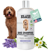 USDA Organic Dog Shampoo, Conditioner & Detangler - Best Shampoo for Goldendoodles, Poodles & Doodles - for Matted Pet Hair - Sensitive Skin Shampoo for Puppies - Made in The USA, 16OZ (Lavender)