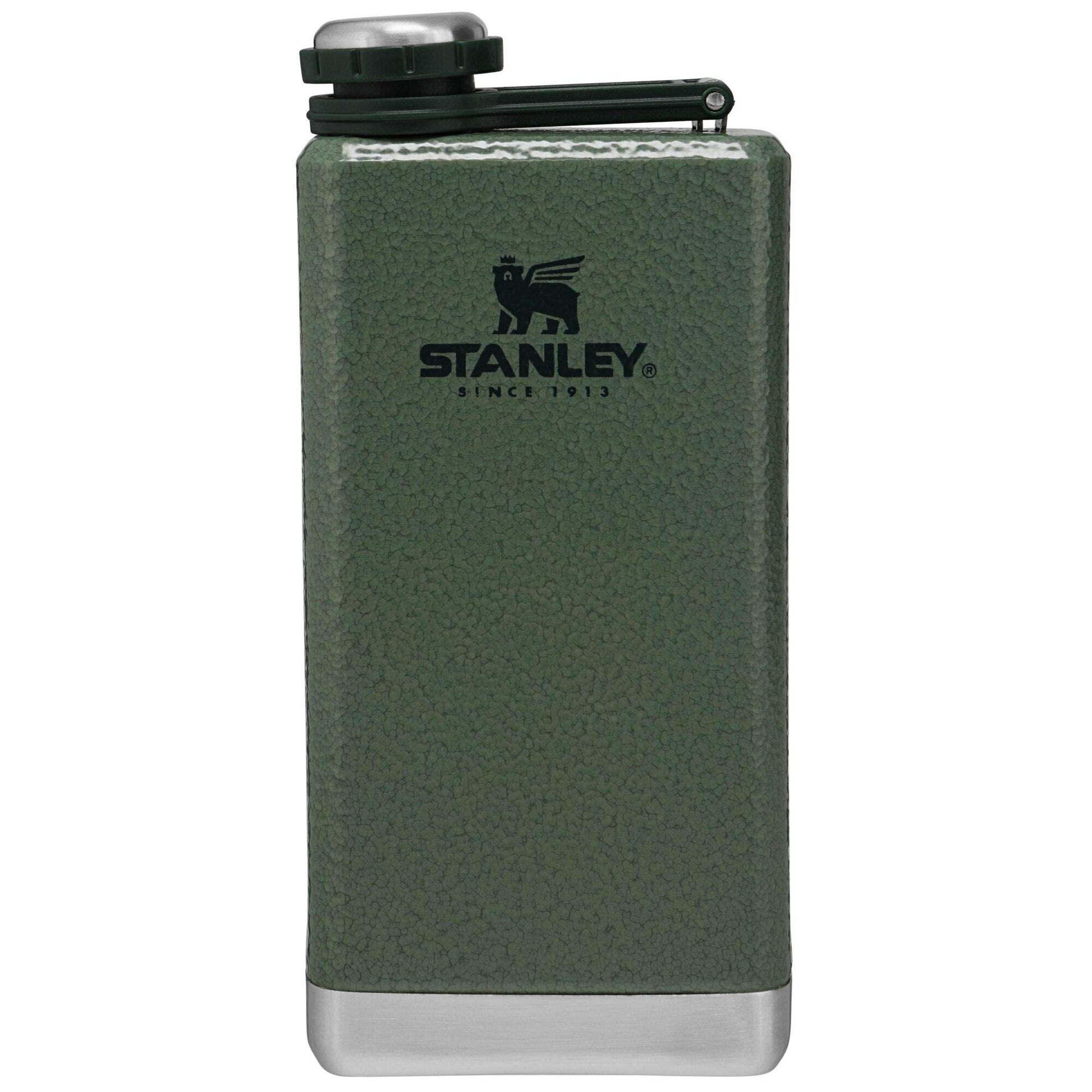 Stanley Adventure Pre-Party Flask 8 oz | Leakproof Hip Flask | Hinge Connected Never Lose Cap | Insulated Stainless Steel Liquor Container | BPA-Free | Hammertone Green