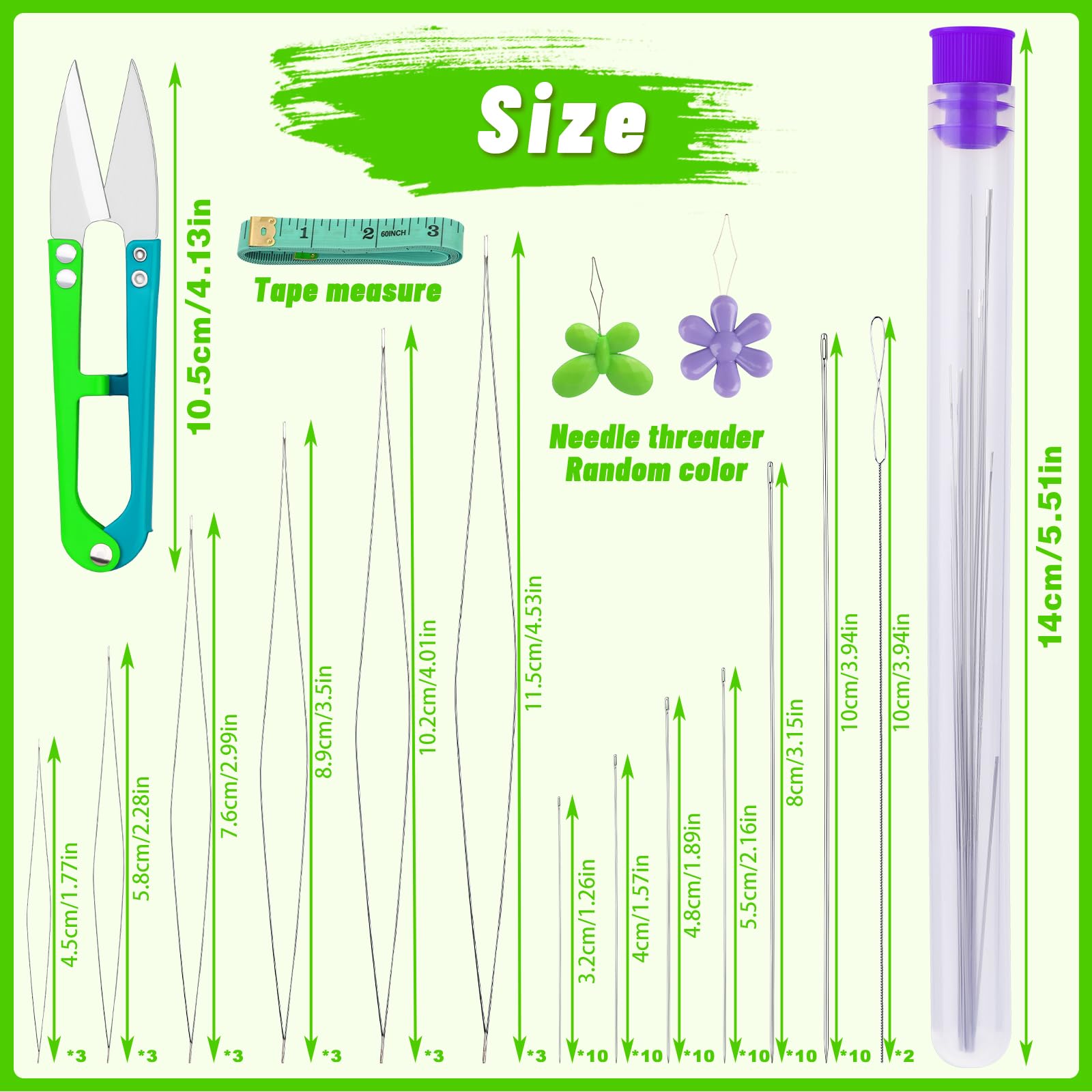 86 Pcs Beading Needle Set,6 Sizes Big Eye Seed Bead Needles,Long Straight Beading Needle,Twist Beading Needles,Flexible Needle for Beads for Jewelry Making