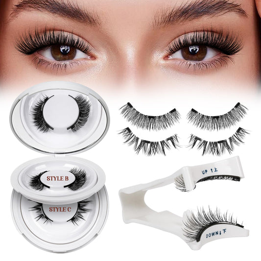 QUEWEL Magnetic Eyelashes Natural Look, 2 Pair Reusable Magnetic Eyelashes with Applicator, No Glue Needed Magnetic Eyelashes Magnetic Lashes Kit, Easy to Wear and Remove(Magnetic Eyelashes-A02)