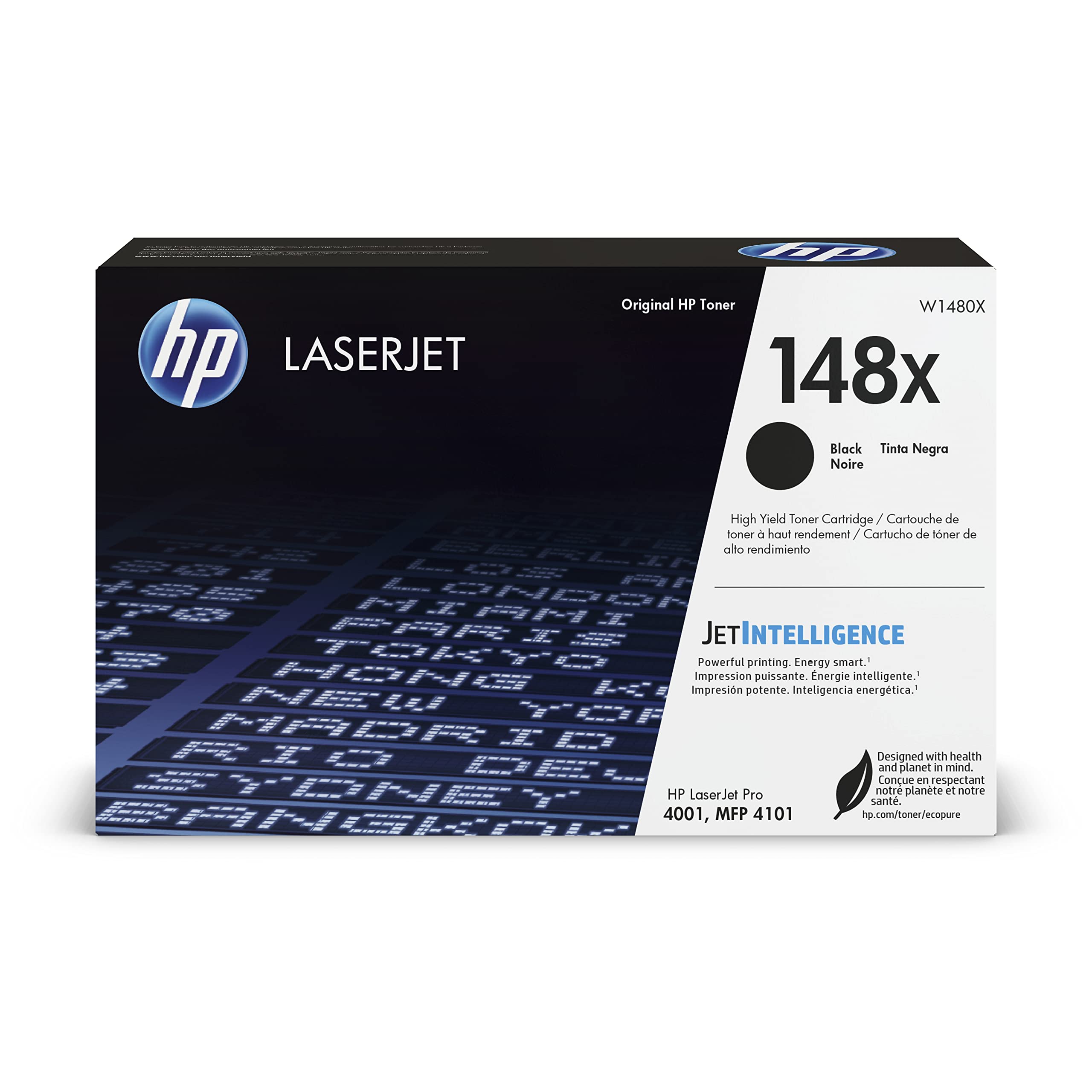 خرطوشة حبر ليزر جيت أسود أصلية 148X من HP | هذه الخرطوشة تعمل مع ليزر جيت برو 4001 و MFP 4101 | W1480X، أسود