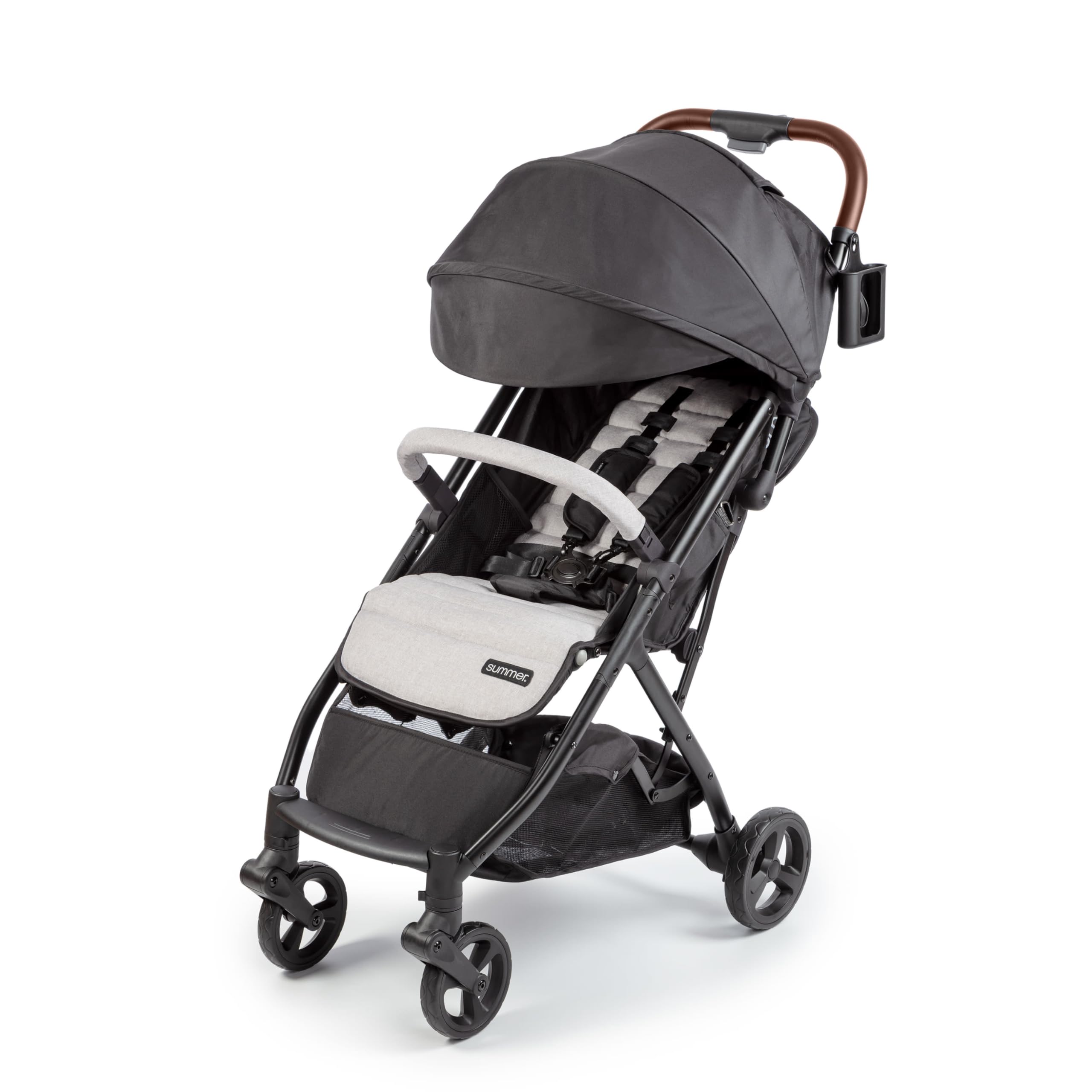 Summer Infant Ingenuity 3Dquickclose CS+ Compact Fold Stroller - Lightweight Stroller with Oversized Canopy, Extra-Large Storage and Compact Fold, Gray