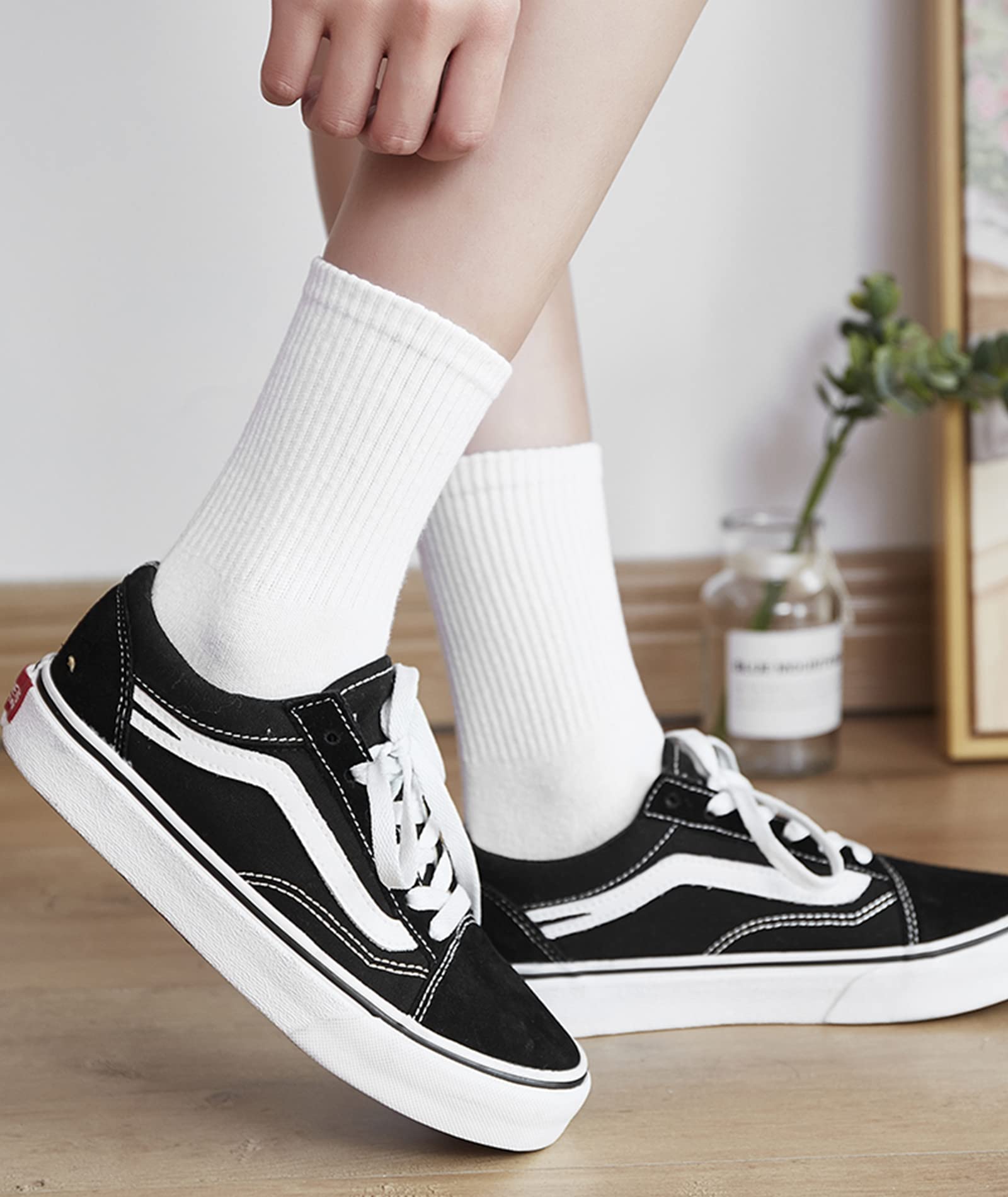 HAVE A TREE Womens 3-6 Pack Crew Lightweight Thin Casual Calf Socks Size 6-11 (H001-3W)