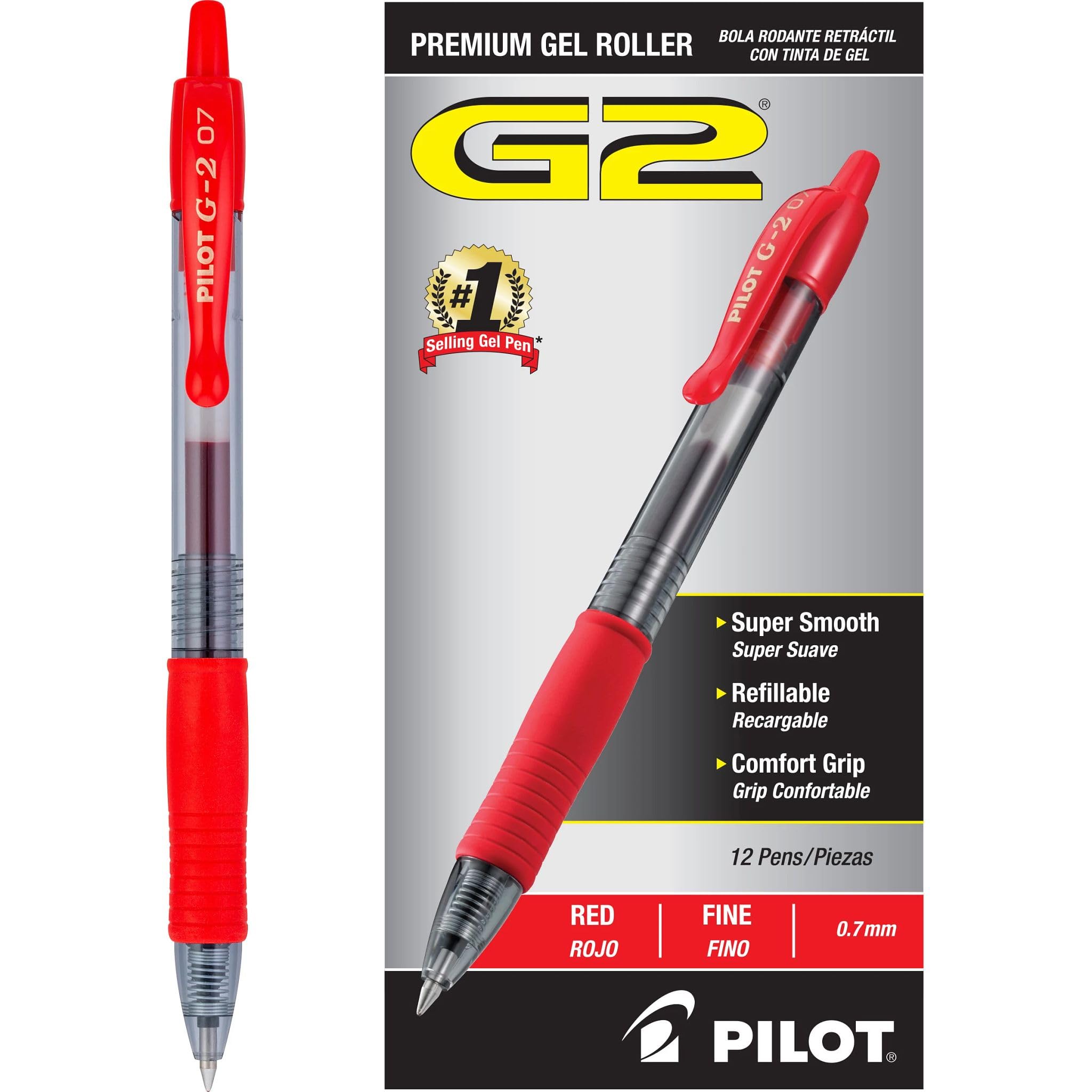 Pilot, G2 Premium Gelroller, feine Spitze 0,7 mm, Rot, 12er-Pack
