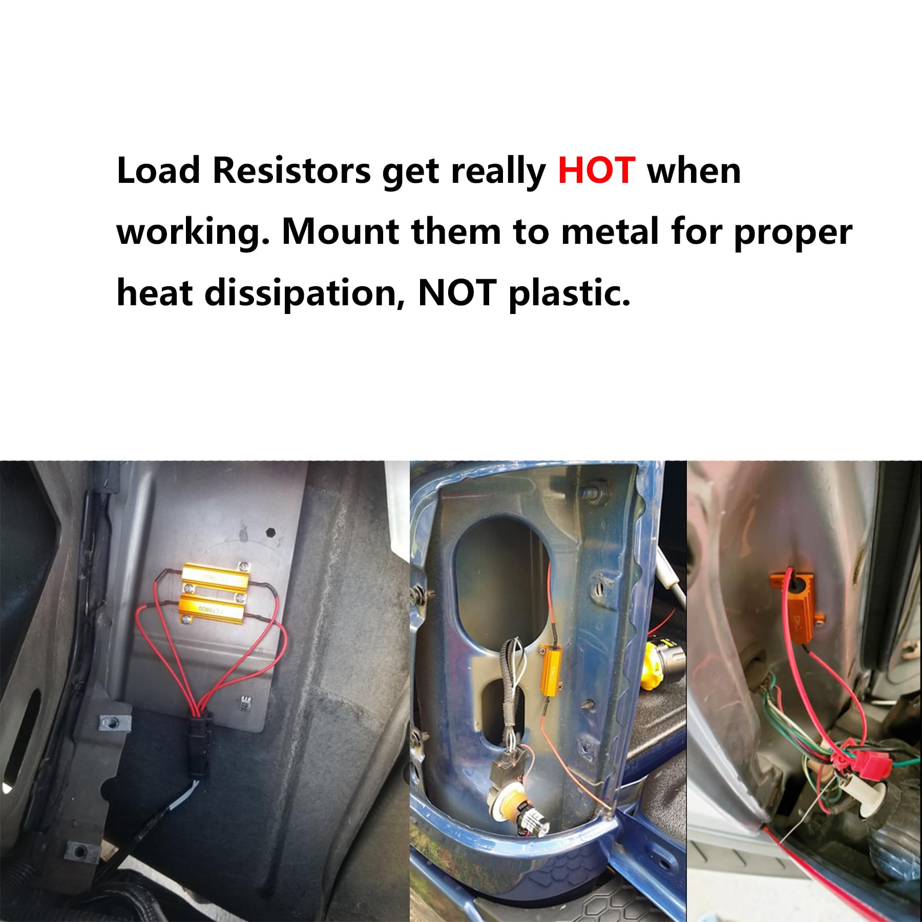 Aaron 4Pcs 50W 6ohm Load Resistors - Fix LED Bulb Fast Hyper Flash Turn Signal Blink Error Code (Resistors get very hot during working)