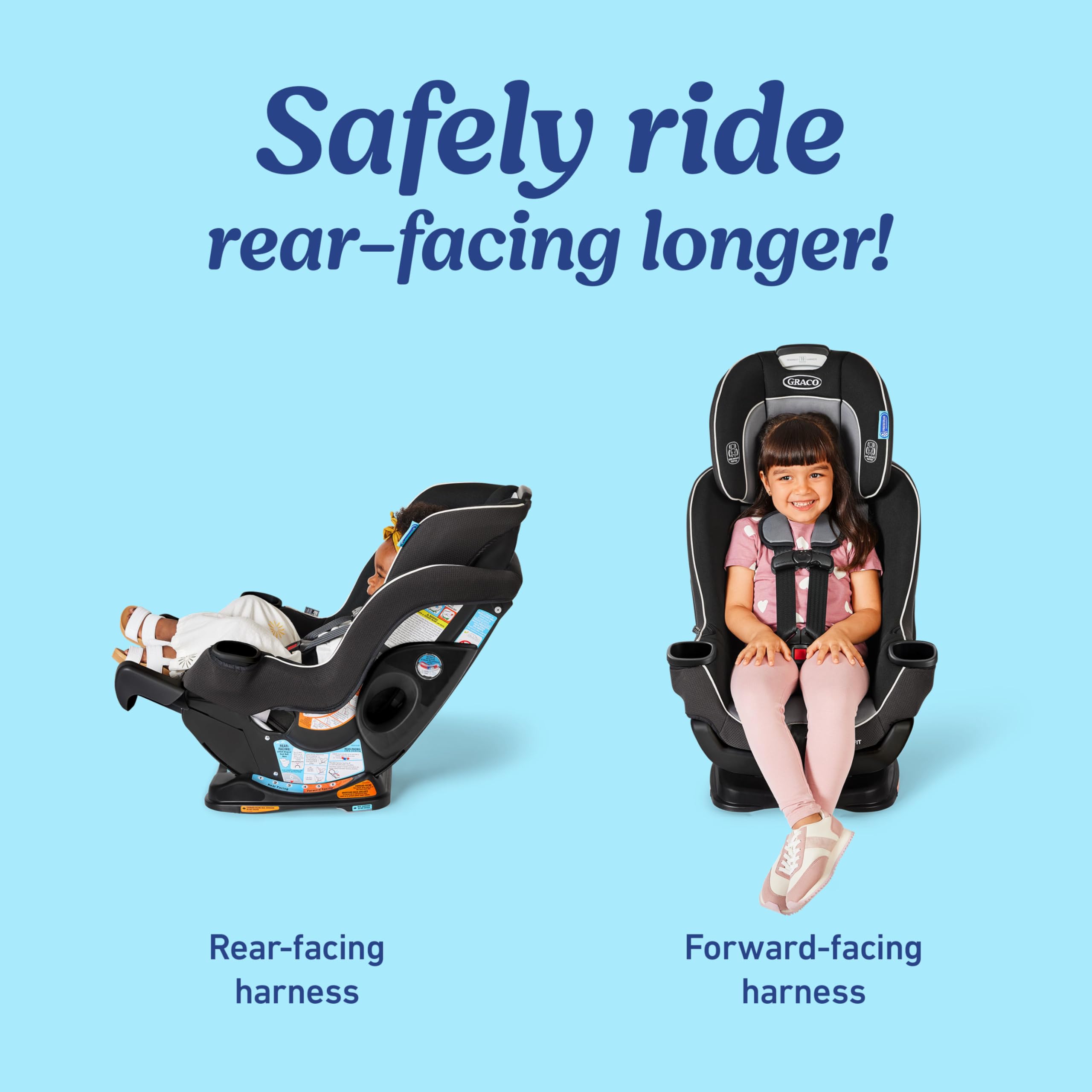 Graco Extend2Fit Convertible Baby Car Seat, Rear and Forward Facing, Adjustable Extension Panel for Extra Legroom, Gotham