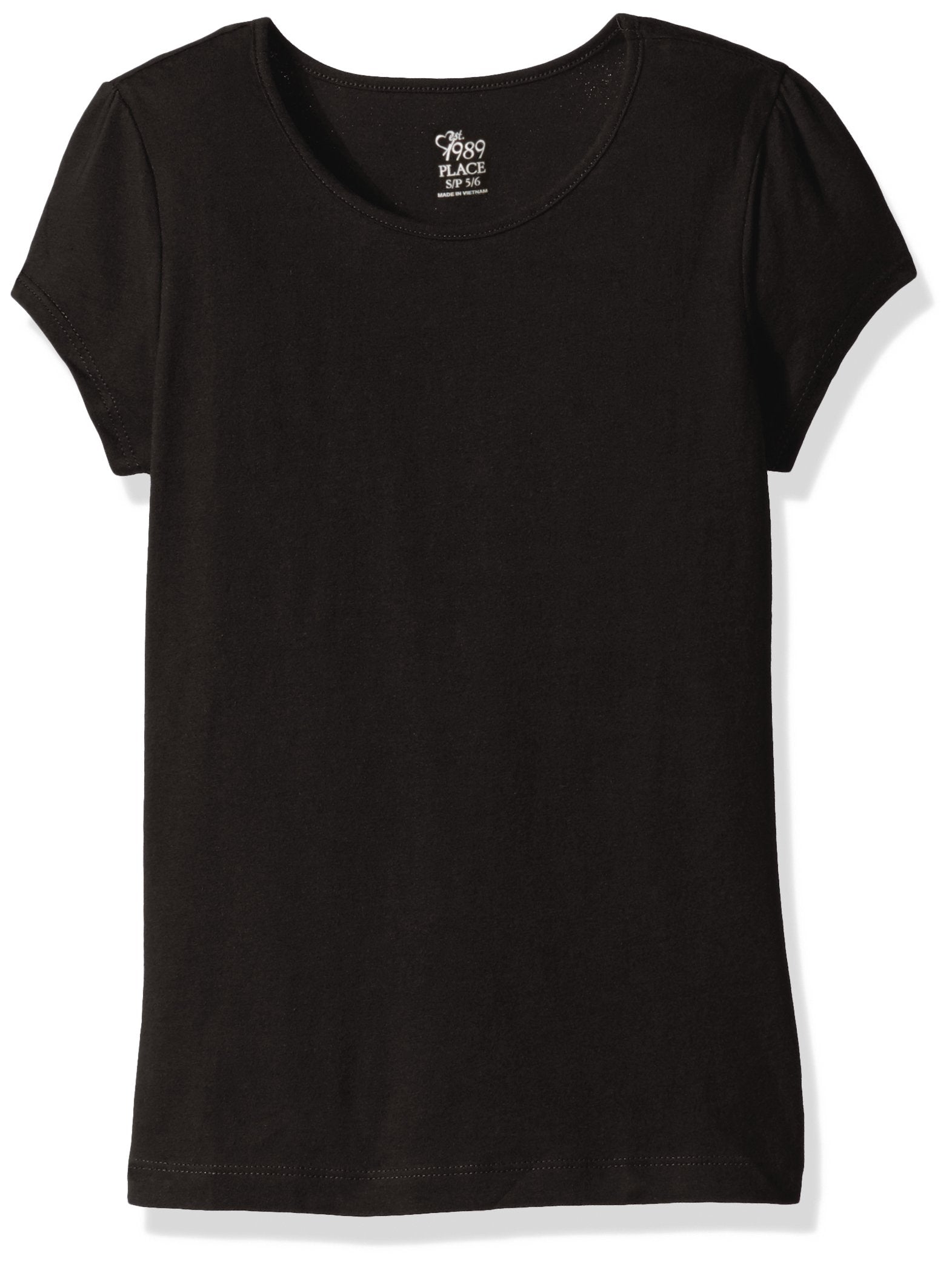 The Children's Place girls Uniform Basic Layering Tee Shirt, Black, 10 12 US