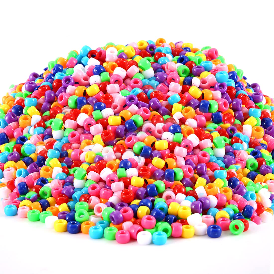1000+ pcs Pony Beads, Multi-Colored Bracelet Beads for Hair Braids, Crafts, Plastic Beads (Medium Pack, Classic)…