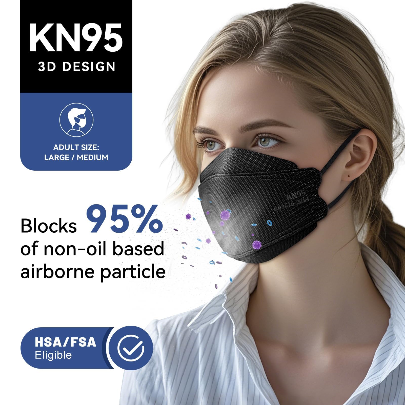 KN95 Face Mask Disposable Adults - 100 Pack 5 Layer Protection Adjustable KN95 Mask Breathable Comfortable Respirator Women Men KN95 Face Mask Individually Wrapped