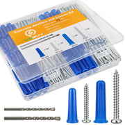 VGBUY 180PCS Conical Concrete Anchors and Screws Assortment Kit, 90PCS Concrete Wall Anchors, 90PCS Self Tapping Screws for Masonry Stucco Brick Cement Cinder Block Tile, with 2PCS Drill Bit